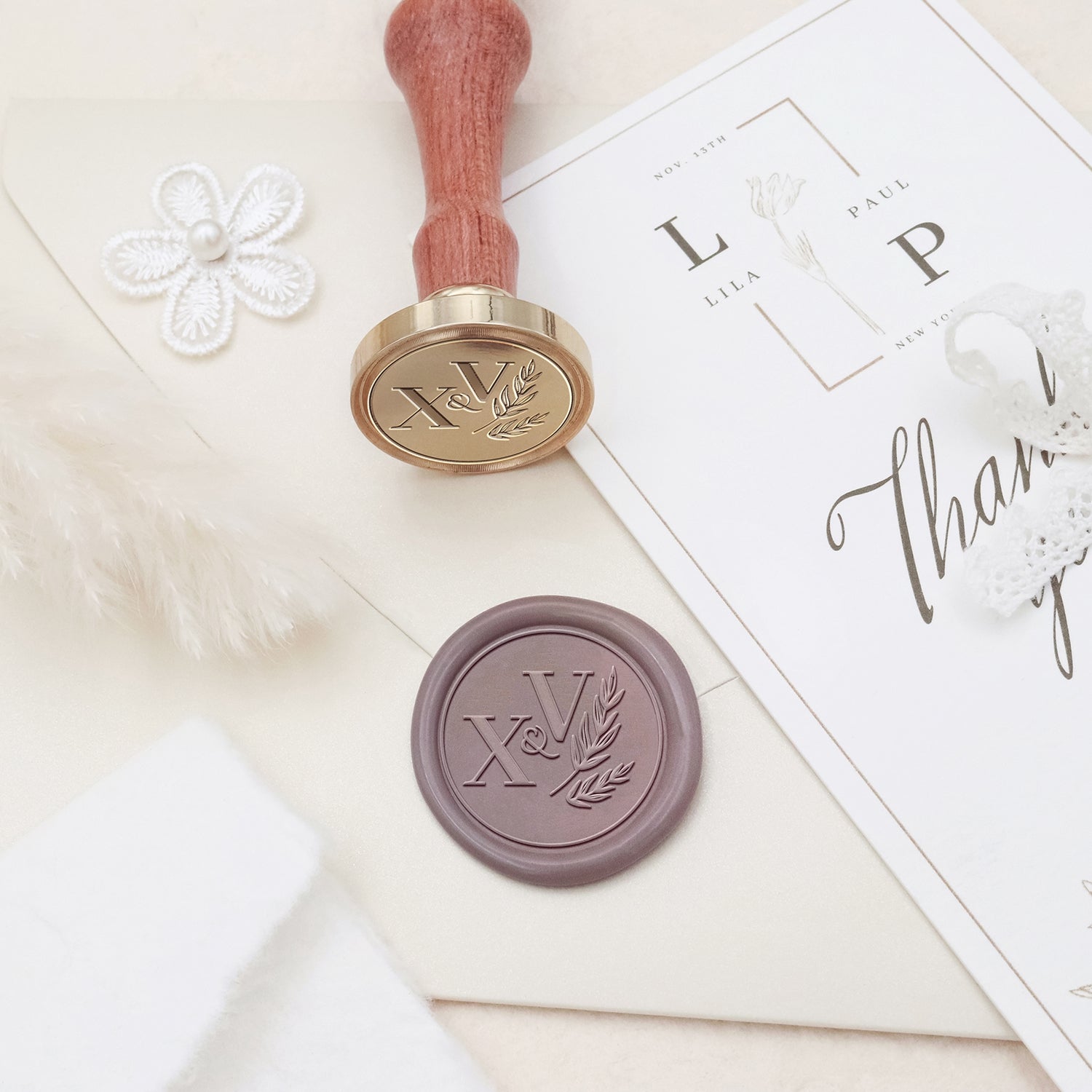 Stamprints Personalisiert Hochzeit Monogramm Siegelwachs Siegelstempel Stempel 3