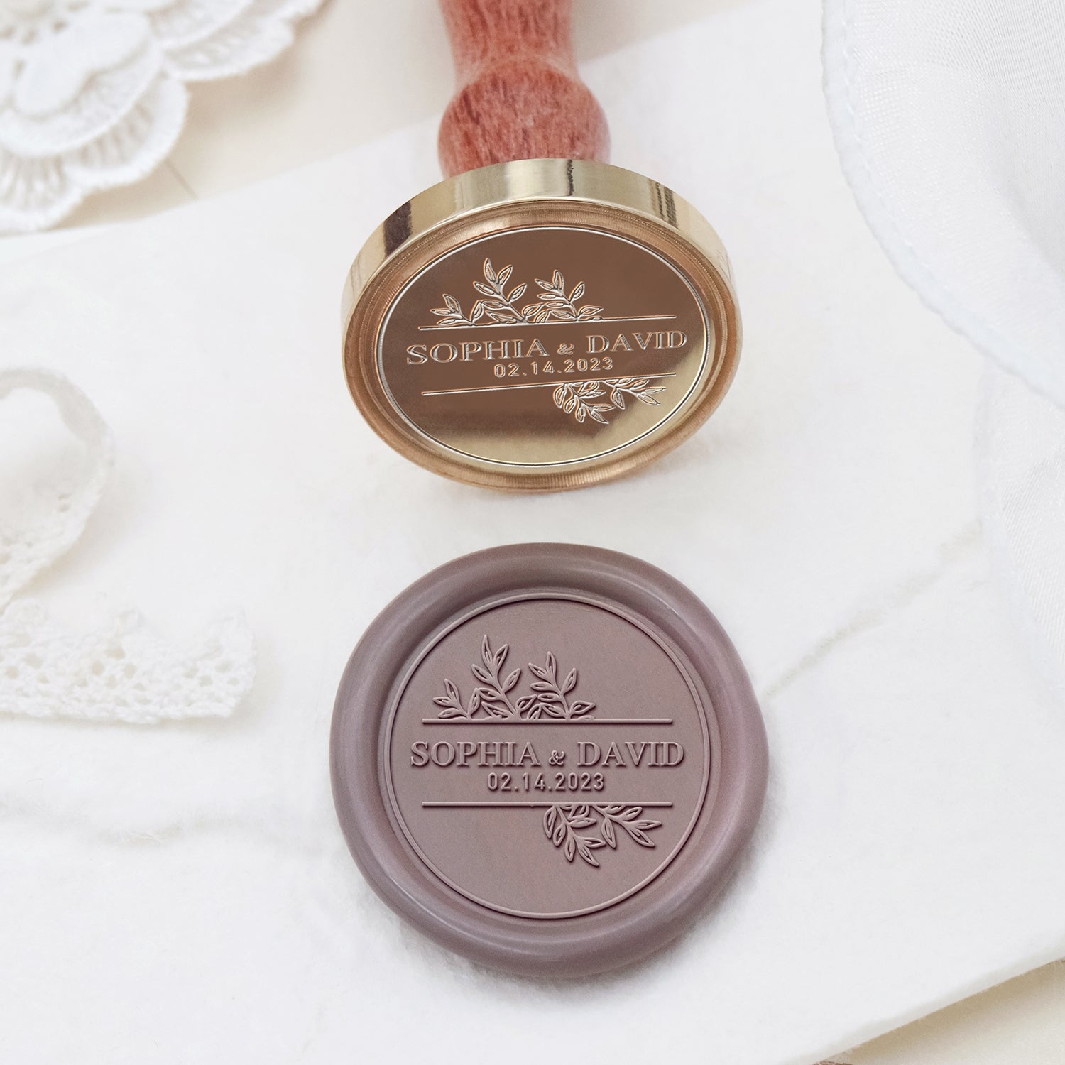 Stamprints Custom Wedding Wax Seal Stamp Name & Date 2