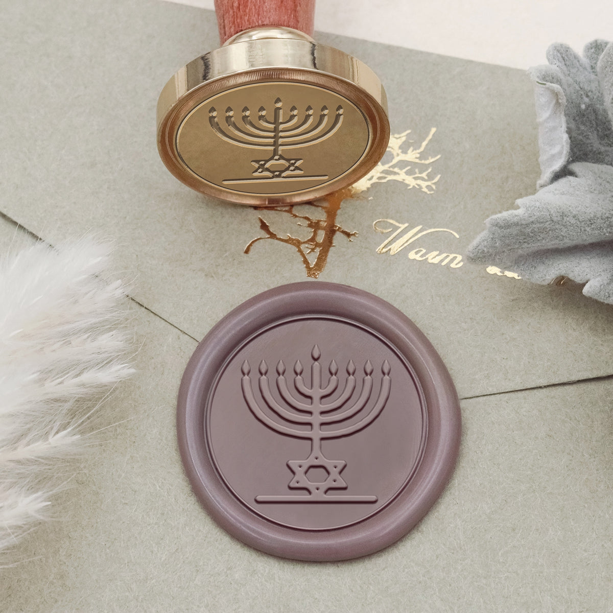 Stamprints Menora Symbol Siegelwachs Siegelstempel Stempel 2