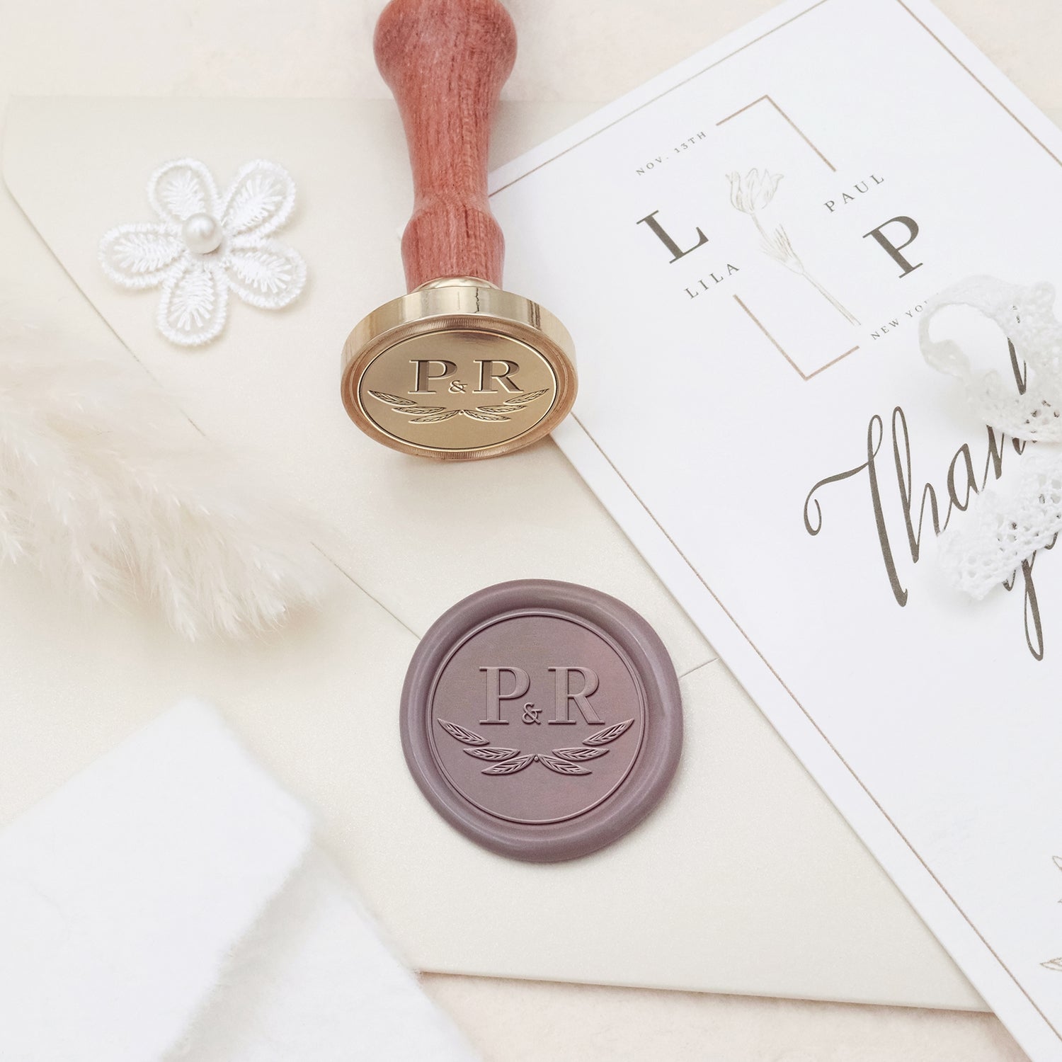 Stamprints Personalisiert Hochzeit Monogramm Siegelwachs Siegelstempel Stempel 3