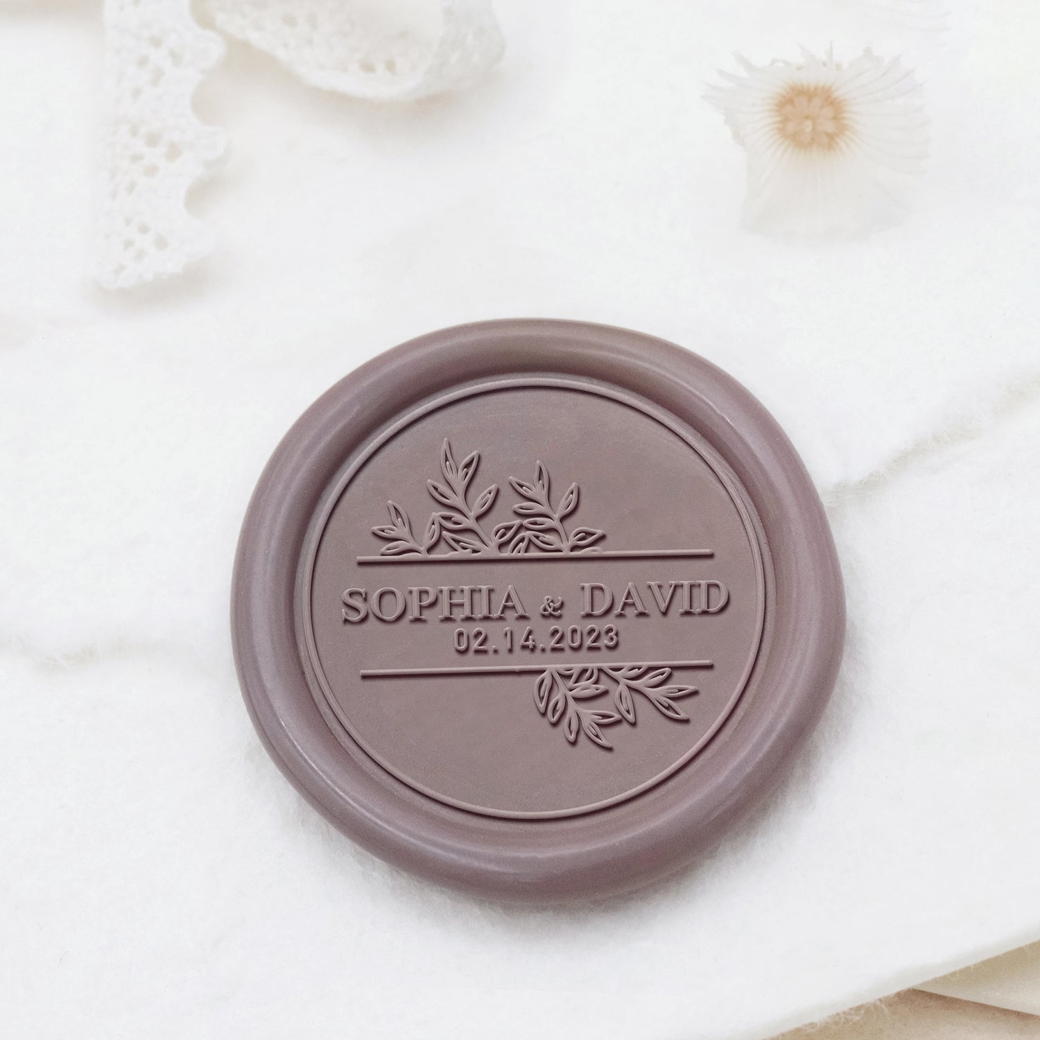 Stamprints Custom Wedding Wax Seal Stamp Name & Date 1