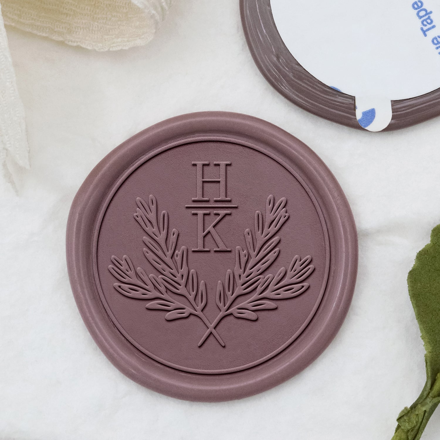 Stamprints Personalisiert Kreuz Olivenzweige Hochzeit Monogramm Siegelwachs Sticker 1