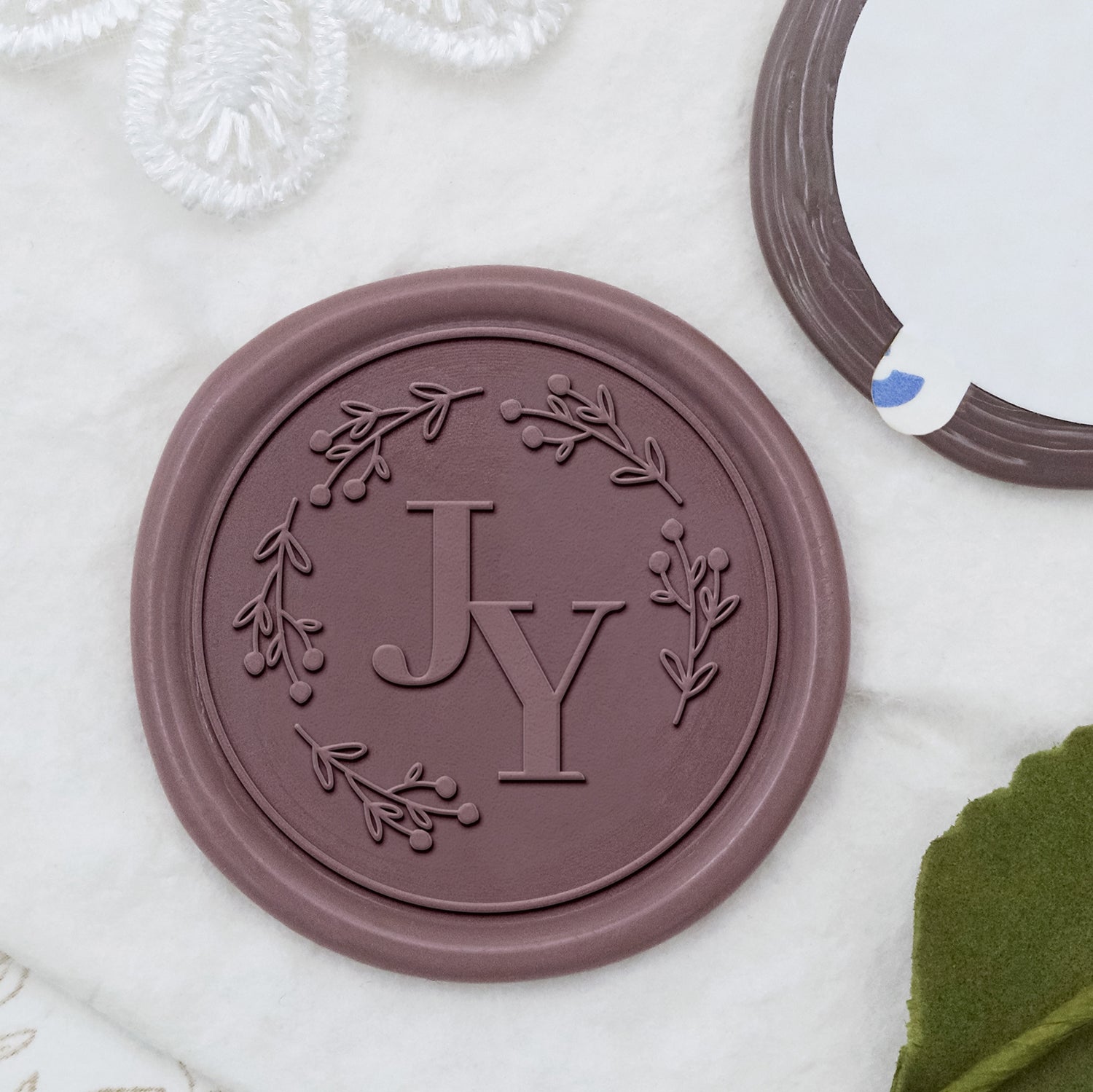 Stamprints Personalisiert Bär Frucht Äste Hochzeit Monogramm Siegelwachs Sticker 1