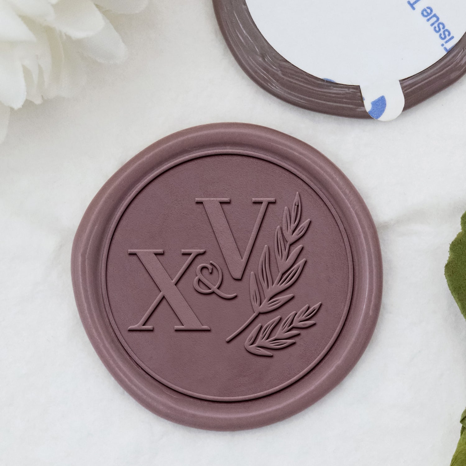 Stamprints Custom Olive Branch Wedding Monogram Wax Seal Stickers 1