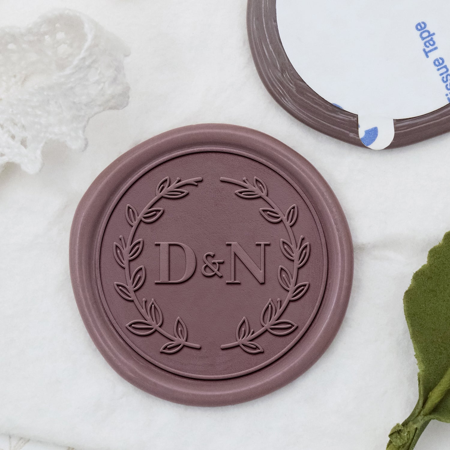 Stamprints Personalisierte Zweige Hochzeit Monogramm Siegelwachs Sticker 1