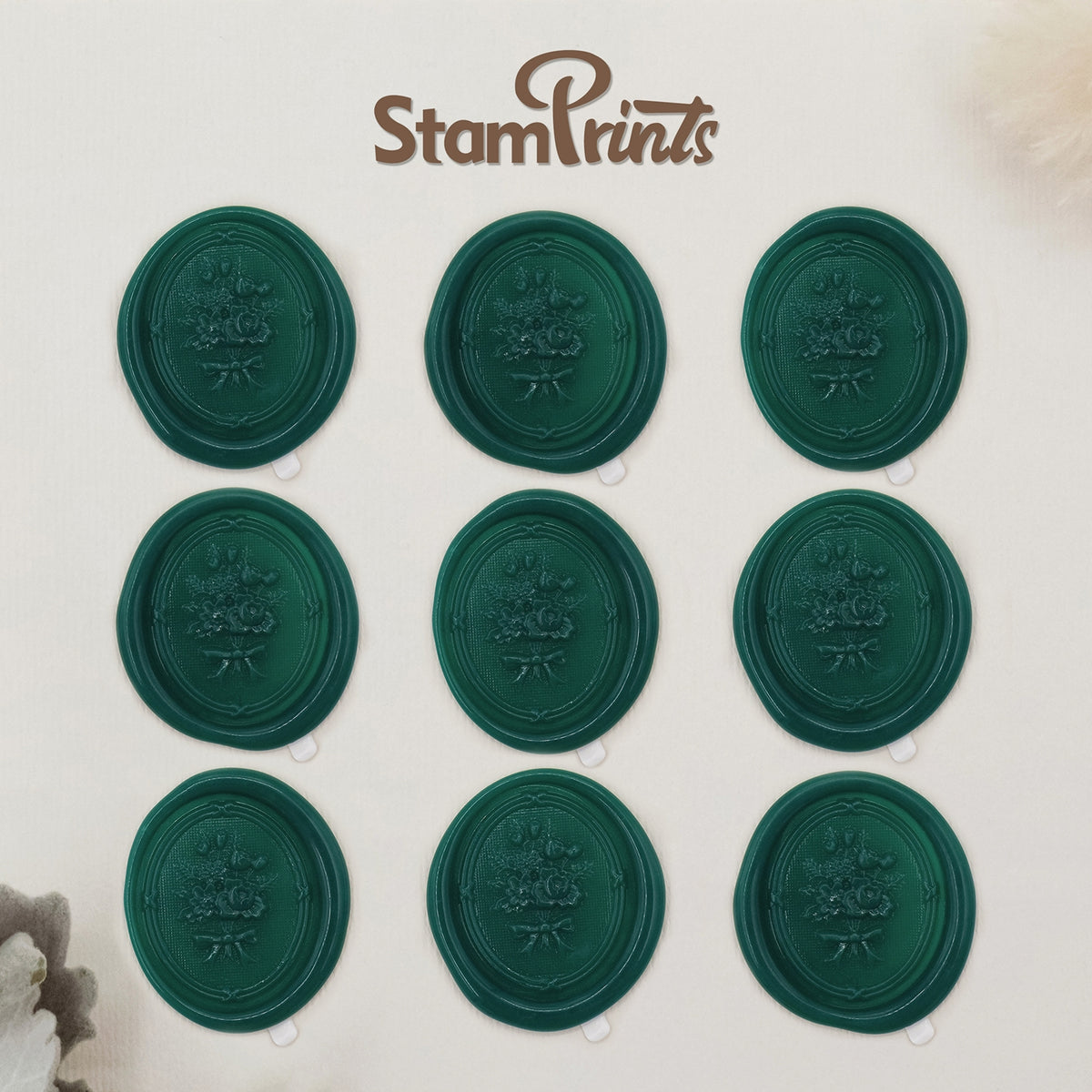 Stamprints 3D Reliefprägung Bouquet selbstklebend Siegelwachs Siegelstempel Sticker 2