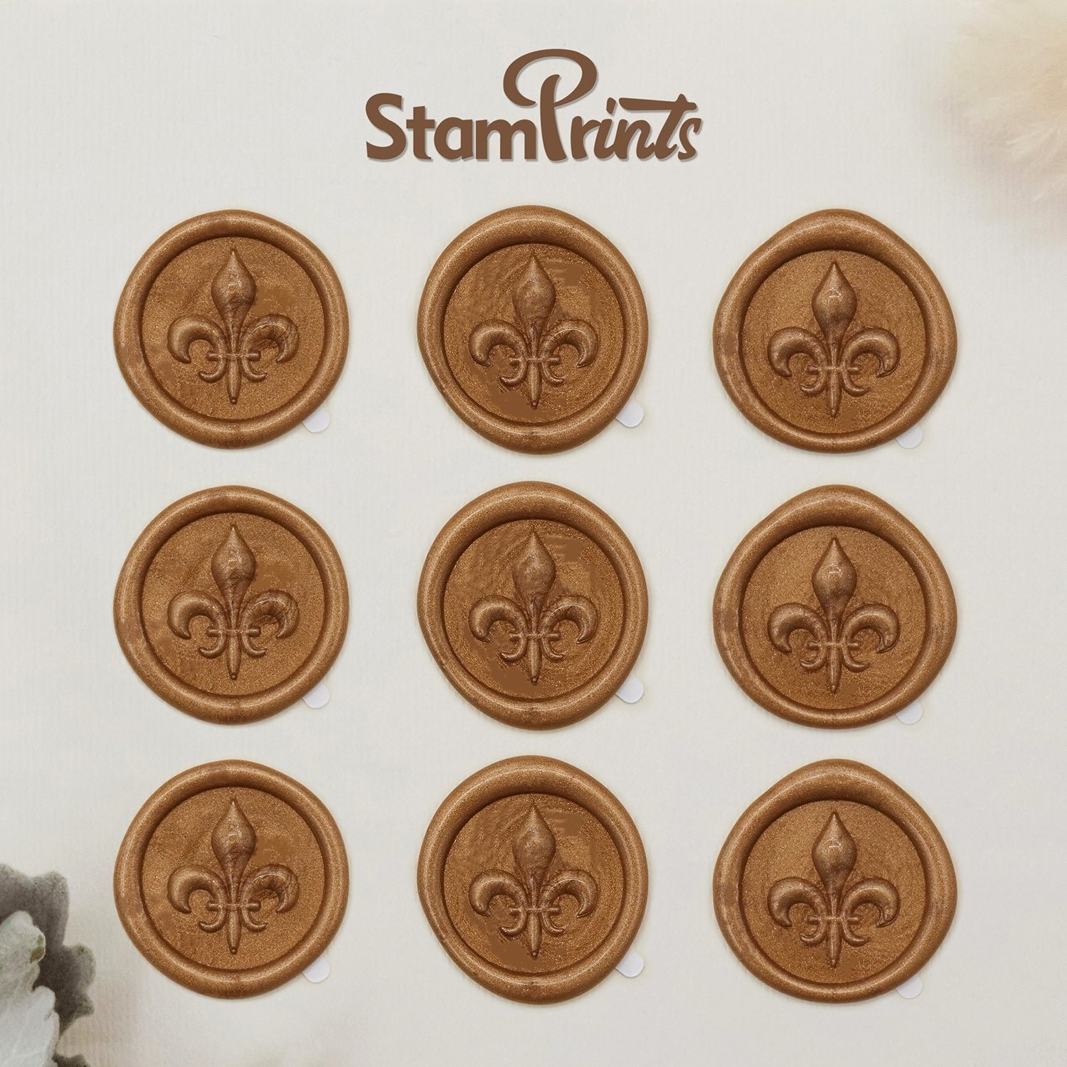 Stamprints 3D Reliefprägung Fleur de Lis selbstklebend Siegelwachs Siegelstempel Sticker 2