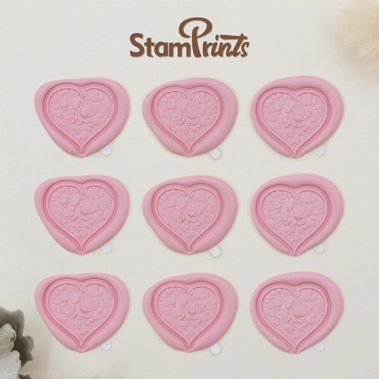 Stamprints 3D Reliefprägung Herzförmige Selbstklebende Siegelwachs Sticker 2