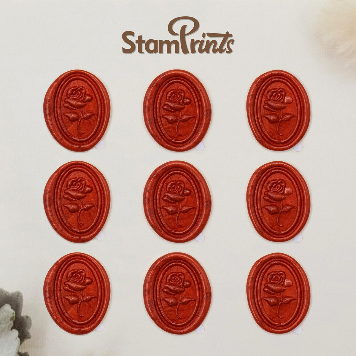 Stamprints 3D Reliefprägung Rose selbstklebend Siegelwachs Siegelstempel Sticker 2