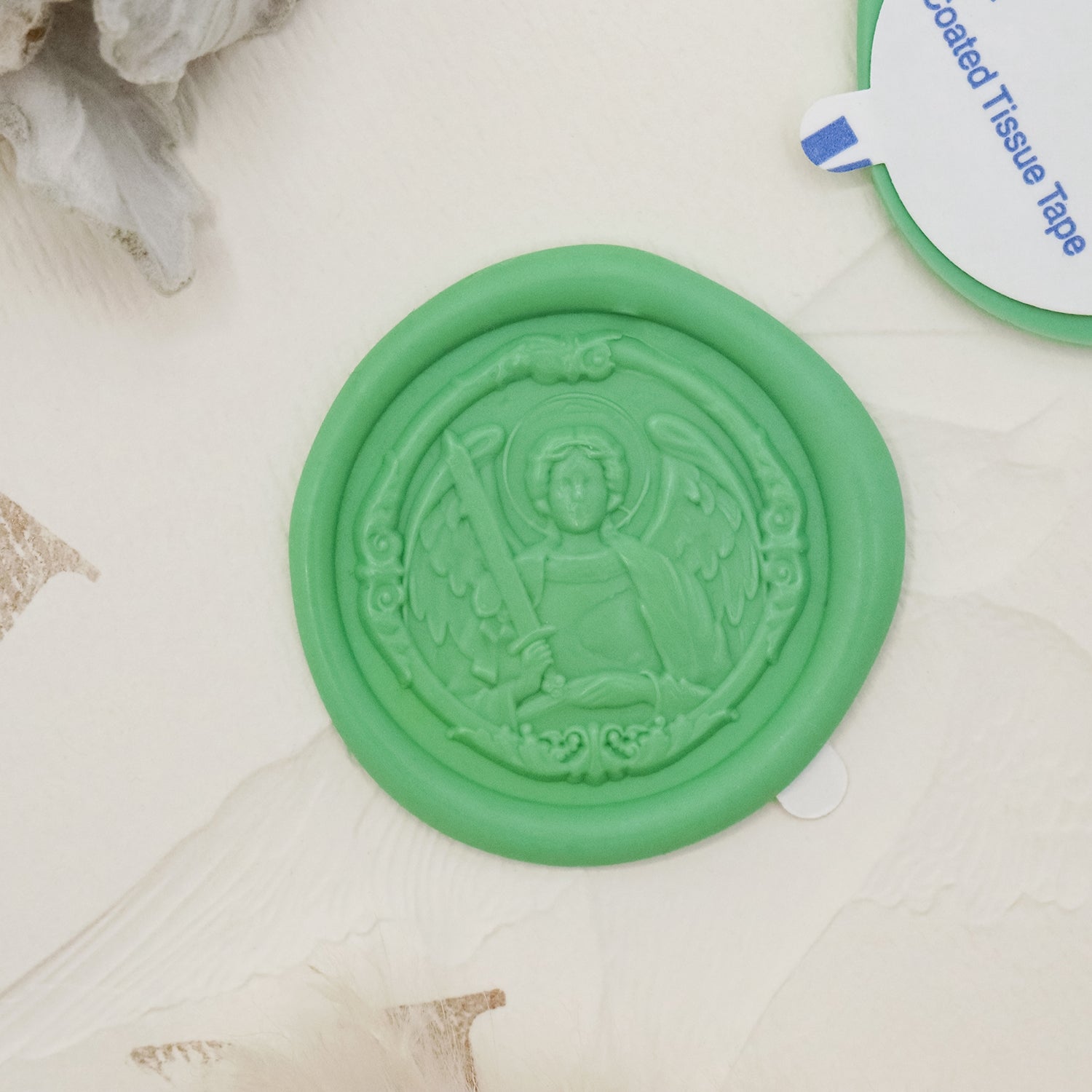 Stamprints 3D Reliefprägung Erzengel Michael Selbstklebend Siegelwachs Siegelstempel Sticker 1