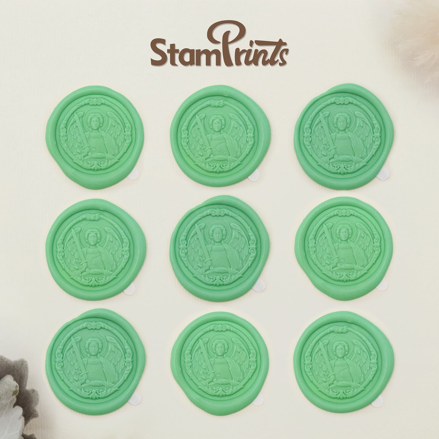 Stamprints 3D Reliefprägung Erzengel Michael selbstklebend Siegelwachs Siegelstempel Sticker 2