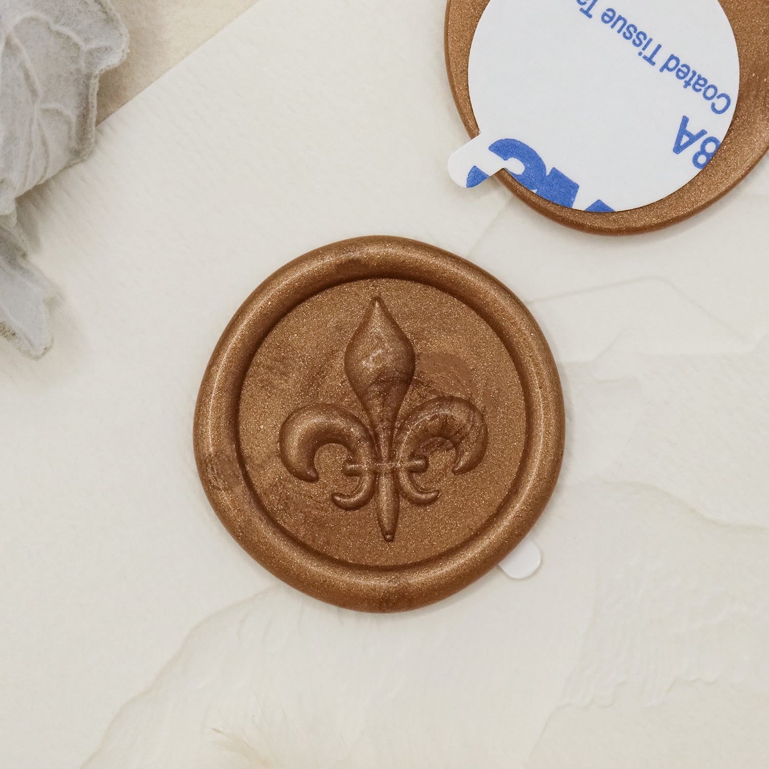 Stamprints 3D Reliefprägung Fleur de Lis selbstklebend Siegelwachs Siegelstempel Sticker 1