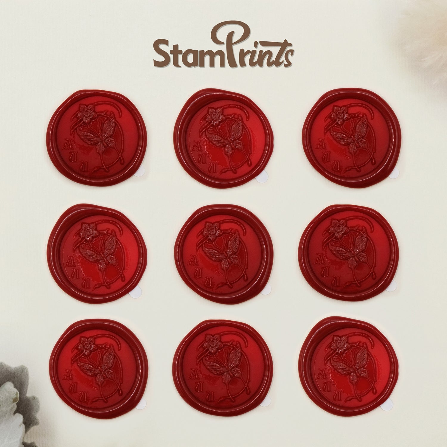 Stamprints 3D Reliefprägung Schmetterling Selbstklebend Siegelwachs Siegelstempel Sticker 2