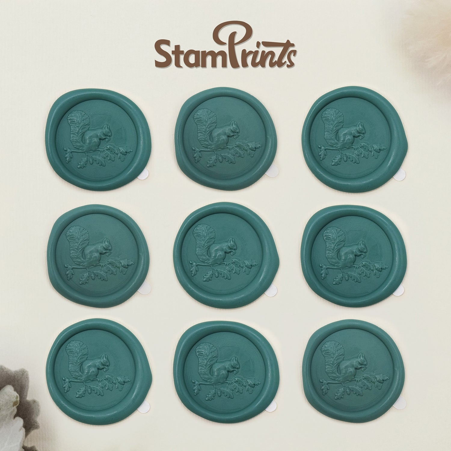 Stamprints 3D Reliefprägung Eichhörnchen selbstklebend Siegelwachs Siegelstempel Sticker 2