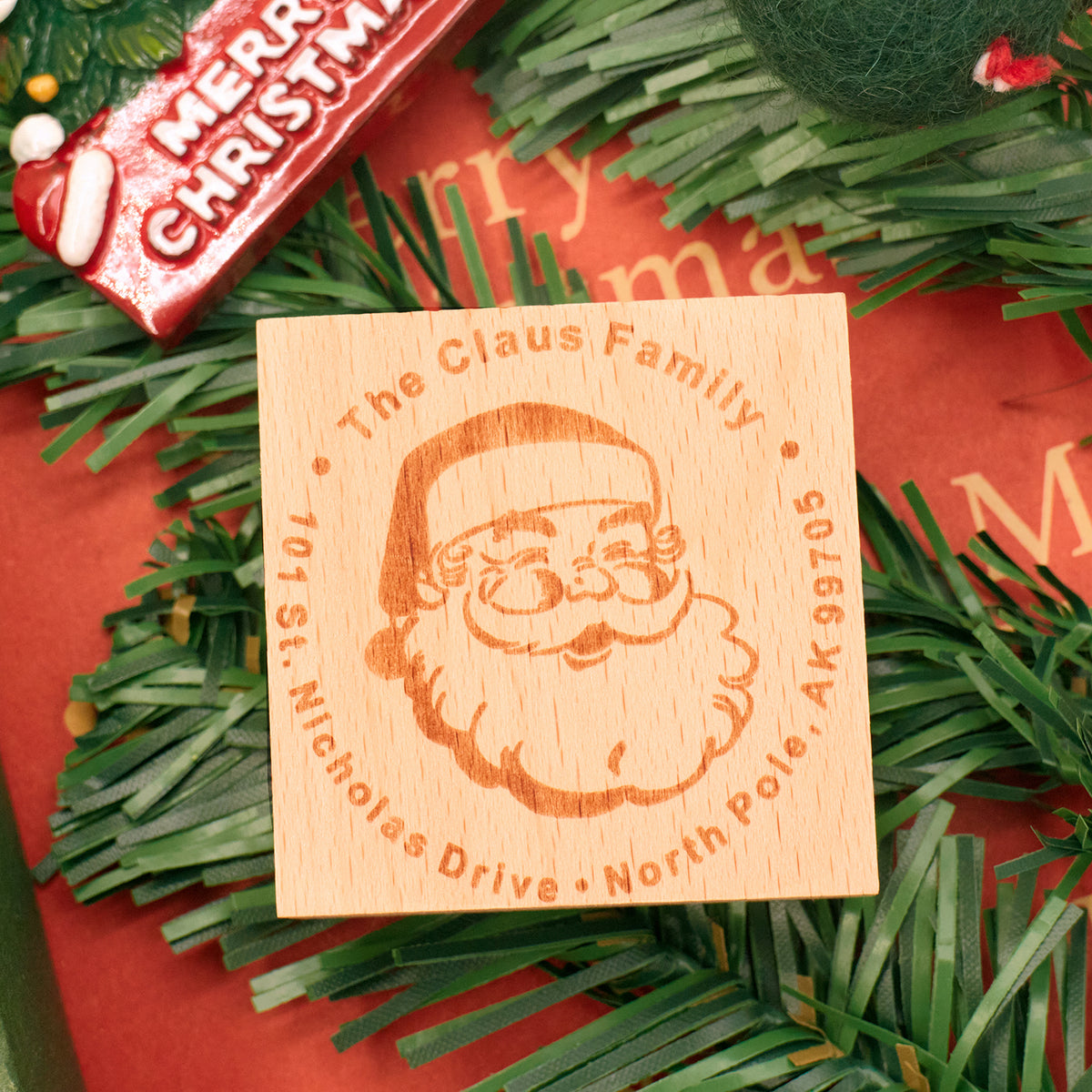 Personalisierter Weihnachts-Adressen-Holz-Gummistempel IMG_2523