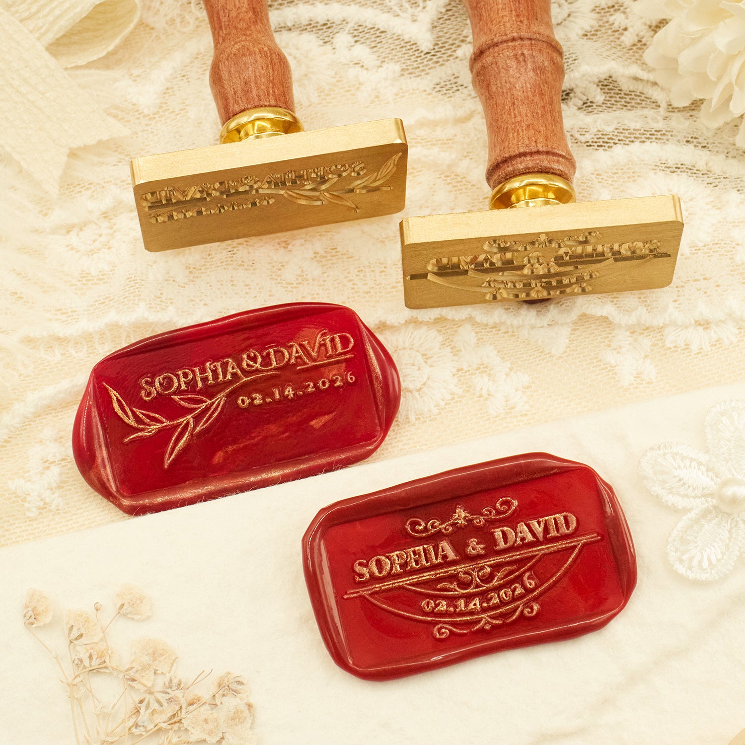 Personalisierter Rechteck Hochzeit Siegelwachs Siegelstempel IMG_2643
