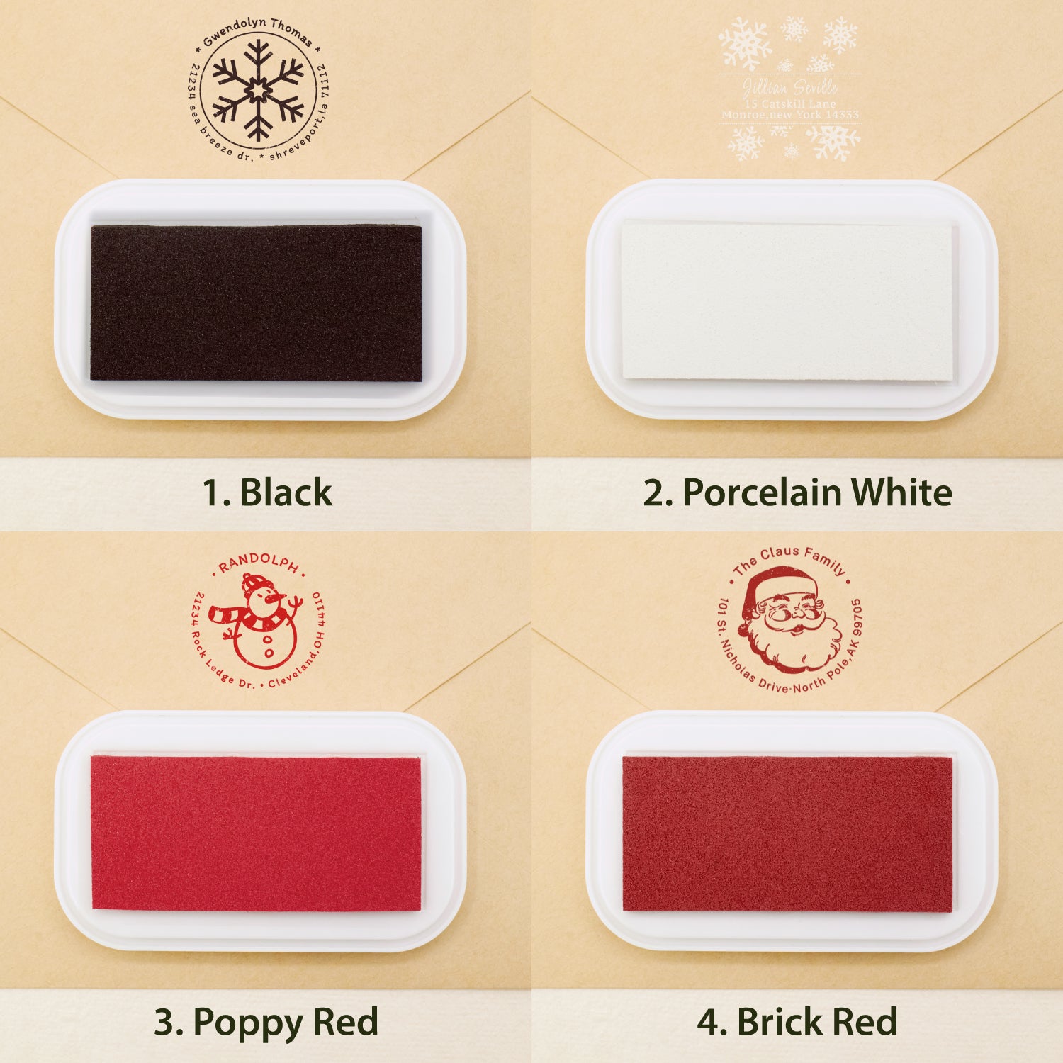 Personalisierter Weihnachts-Adressen-Gummistempel (18 Designs) sku