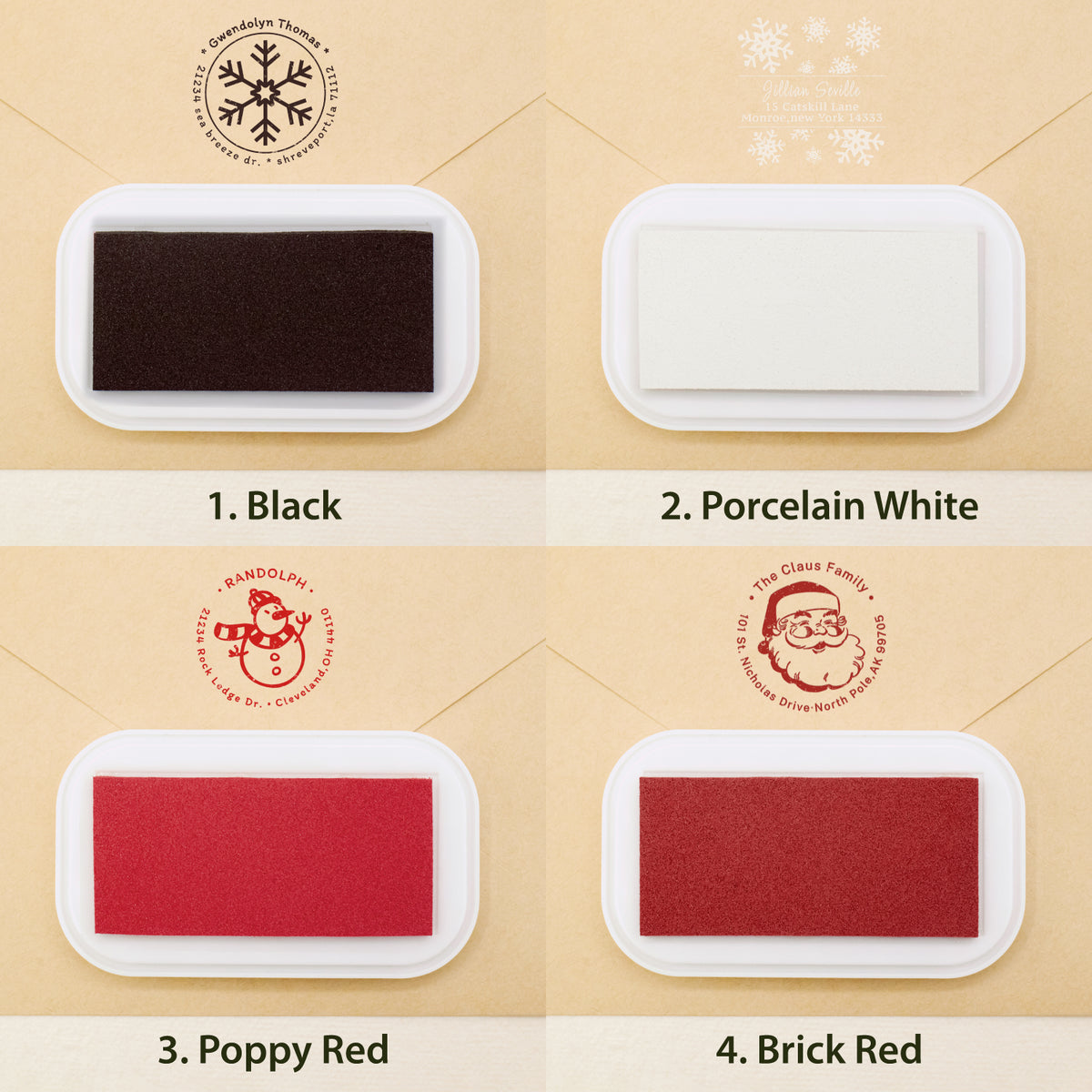 Benutzerdefinierter Weihnachts-Adressstempel aus Gummi (18 Designs) sku