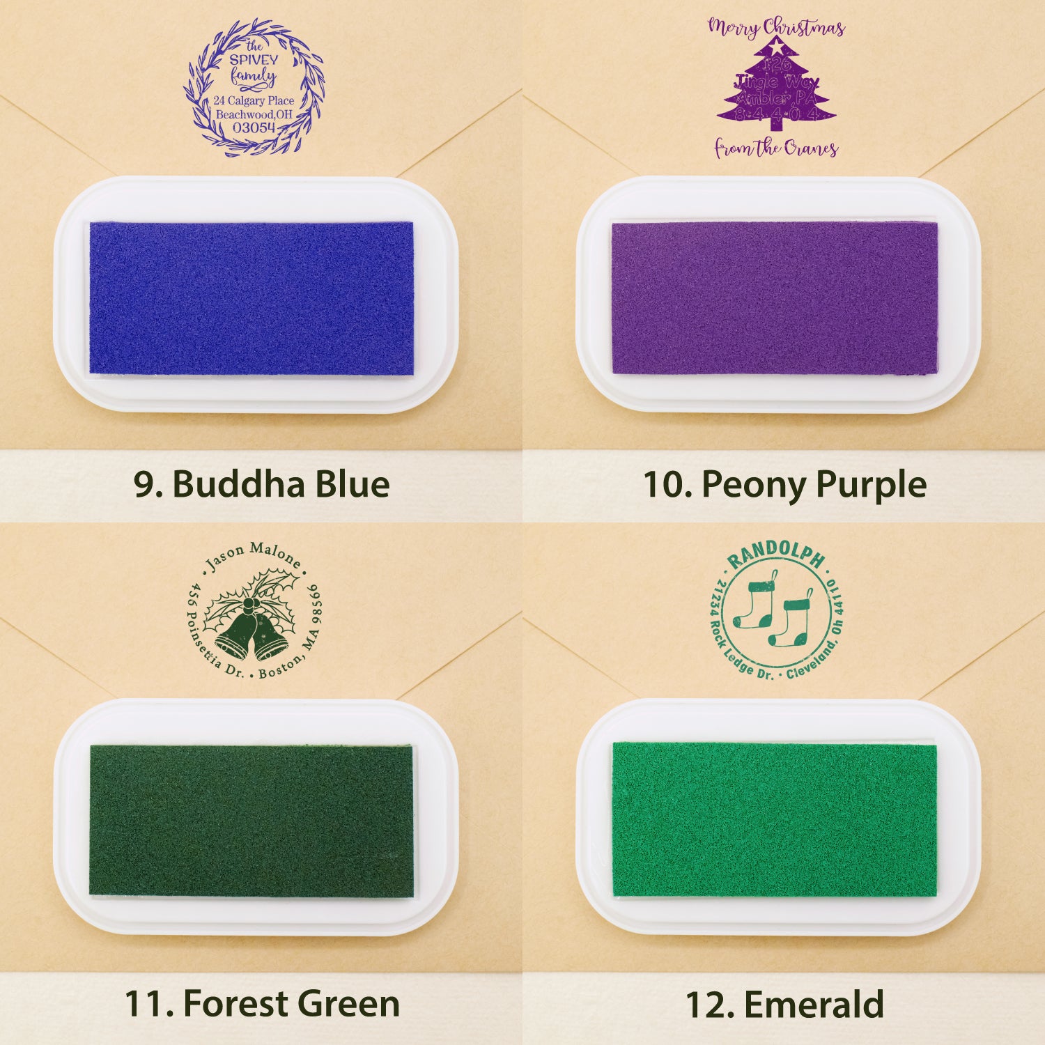 Personalisierter Weihnachts-Adressen-Gummistempel (18 Designs) sku3