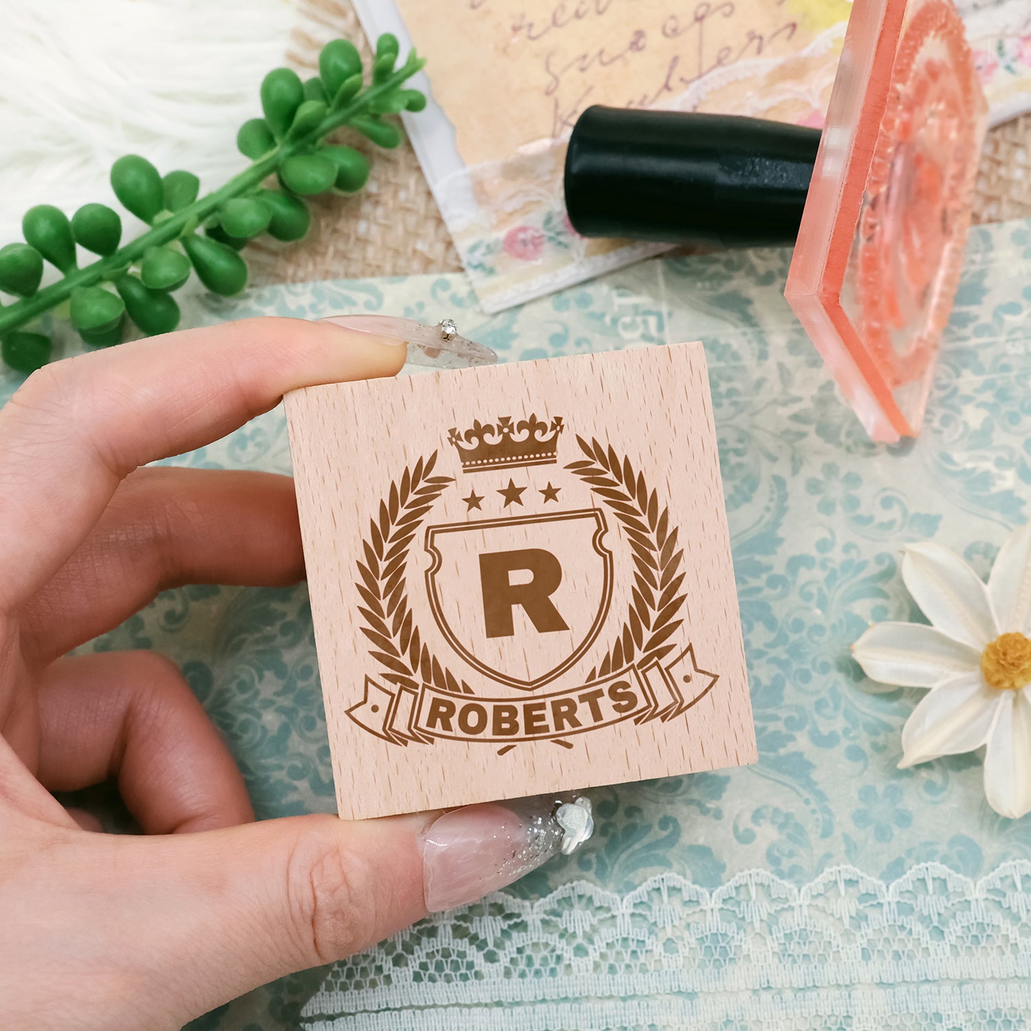 Personalisierter Familienwappen Gummistempel (18 Designs) Custom-Family-Cres2