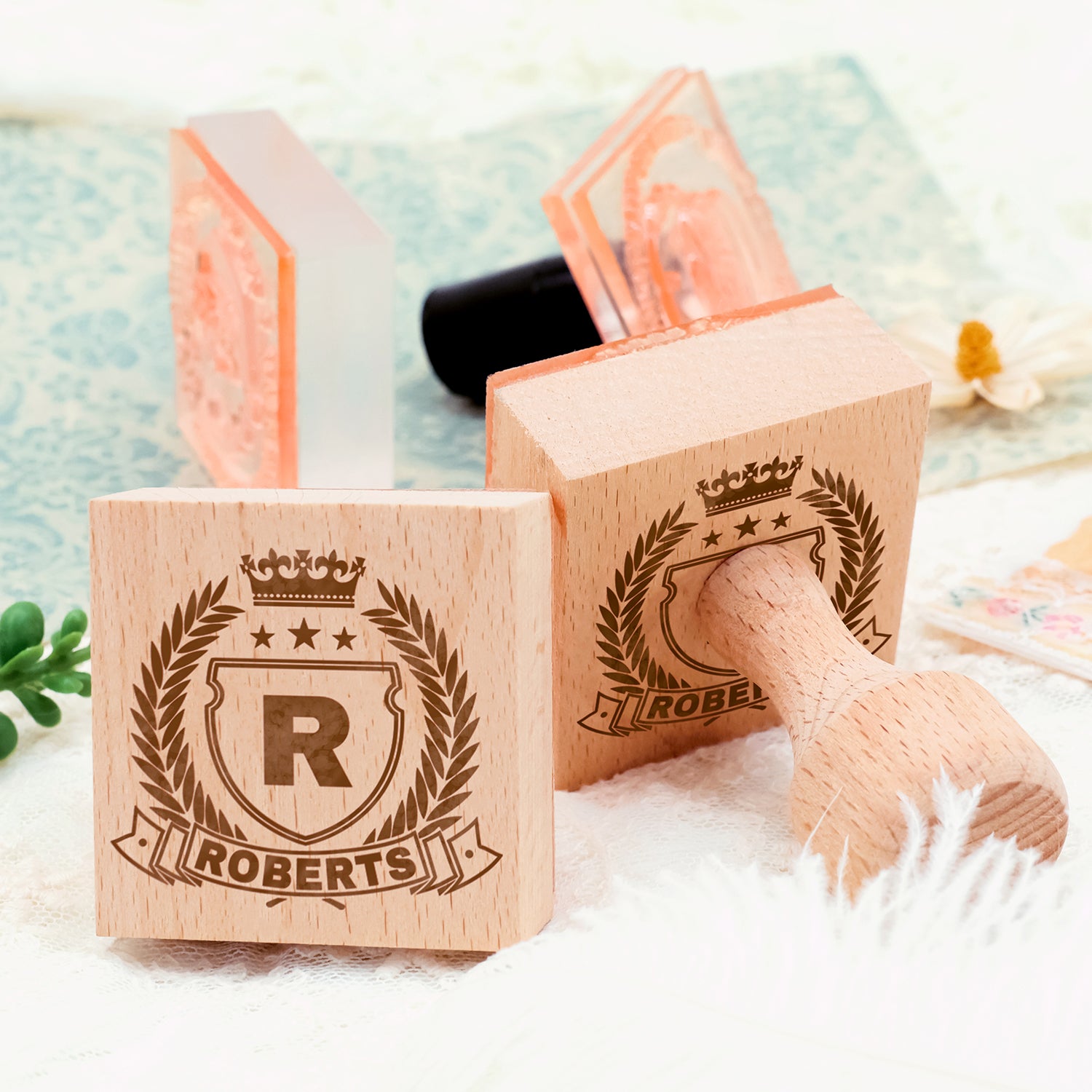 Personalisierter Familienwappen Gummistempel (18 Designs) Custom-Family-Cres4