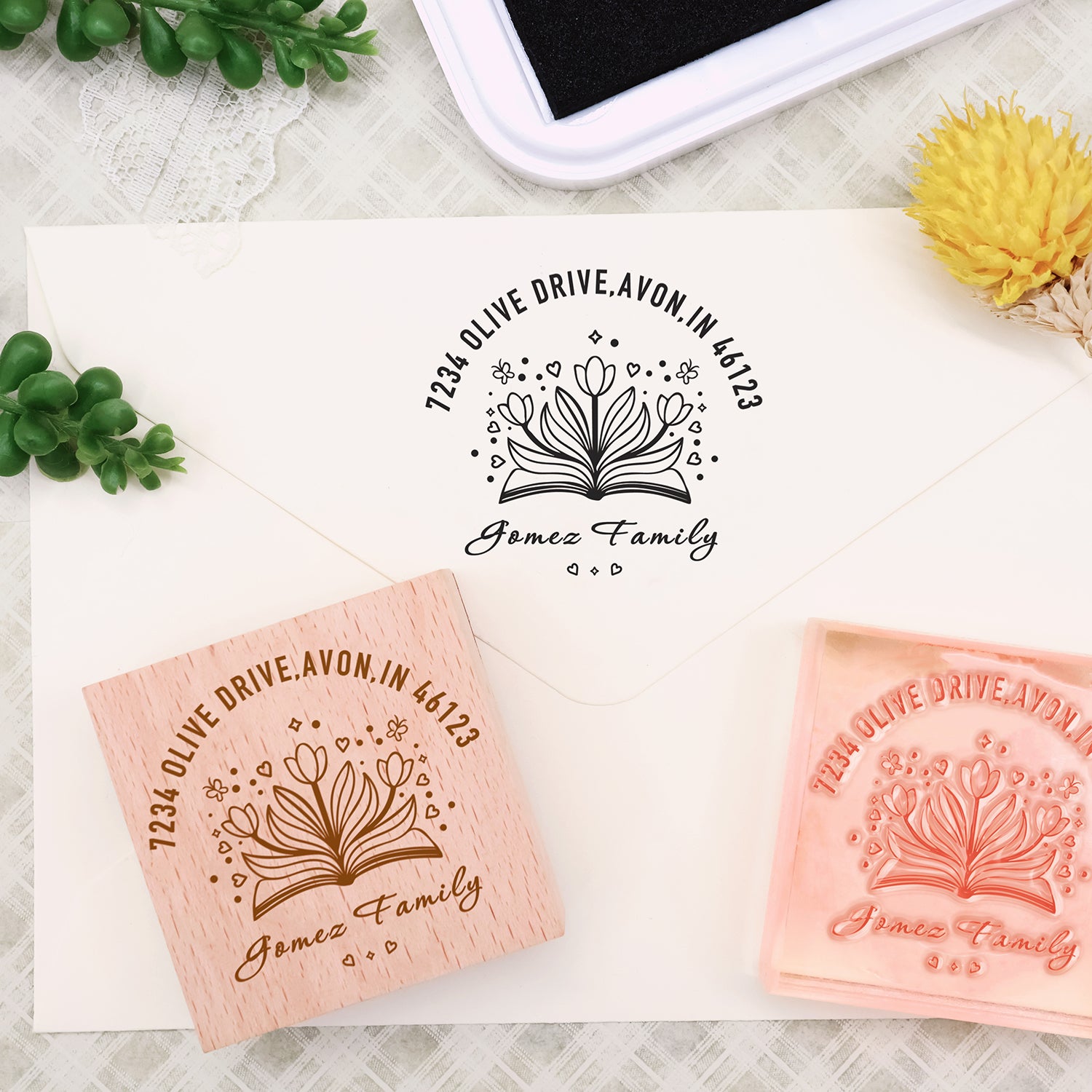 Personalisierte Botanische Bibliothek Gummistempel (18 Designs) Custom-Botanical-Library-book2