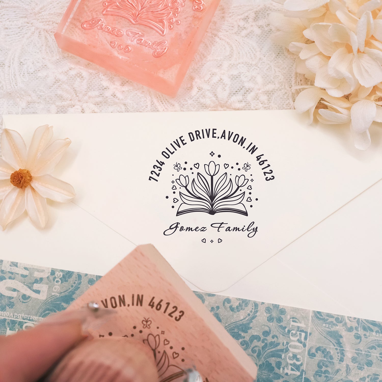 Personalisierte Botanische Bibliothek Gummistempel (18 Designs) Custom-Botanical-Library-book3