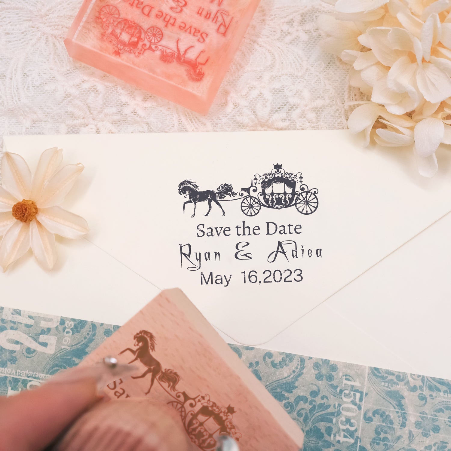 Personalisierte Hochzeit Save the Date Gummistempel (25 Designs)3