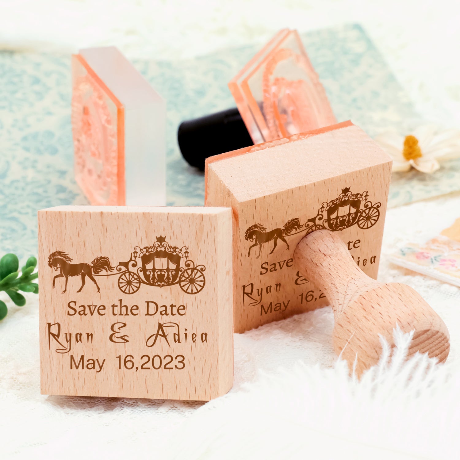 Personalisierter Hochzeits-Save the Date Gummistempel (25 Designs)4