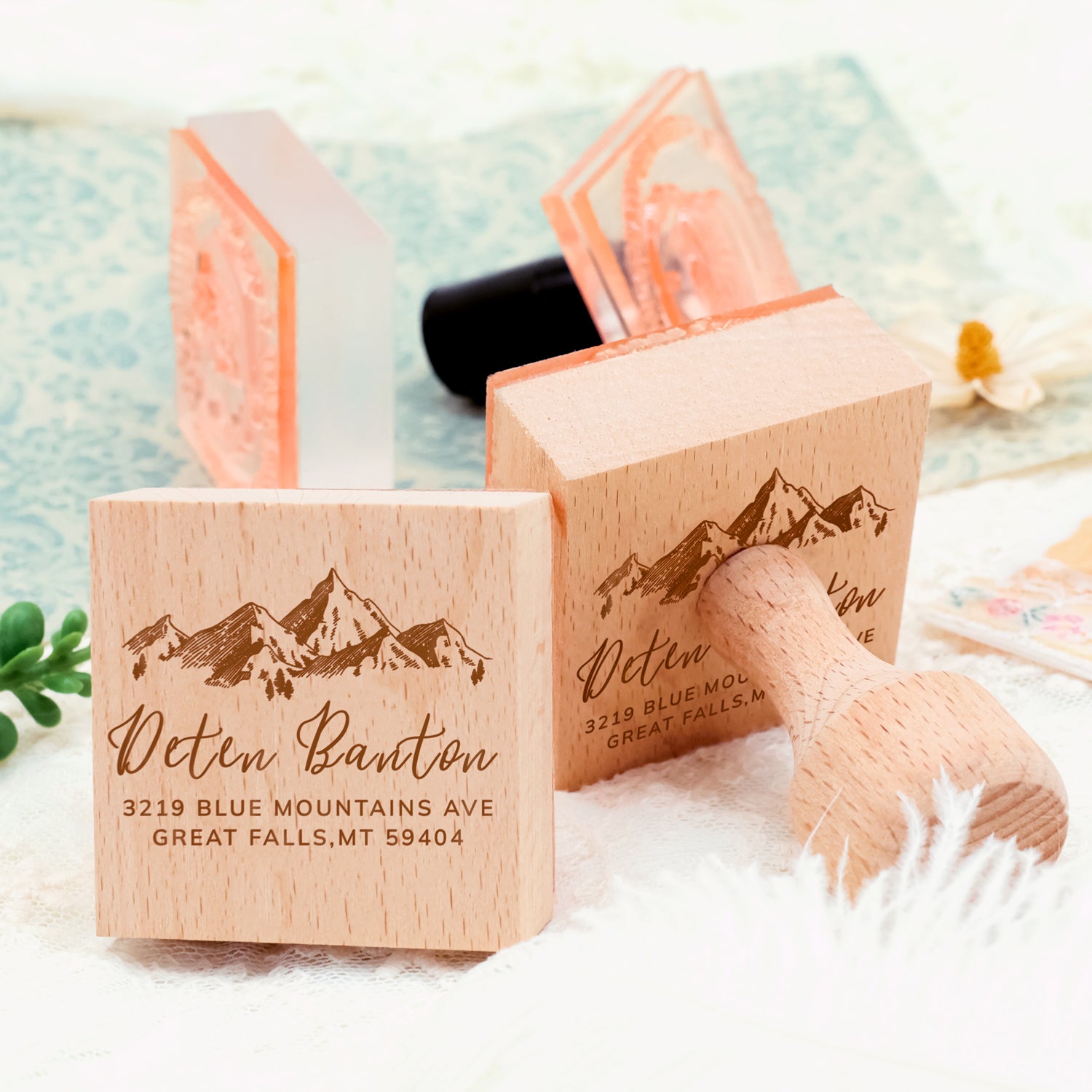Personalisierter Adresse Rücksende-Gummistempel mit Ihrer Signatur-Grafik (27 Designs)-4