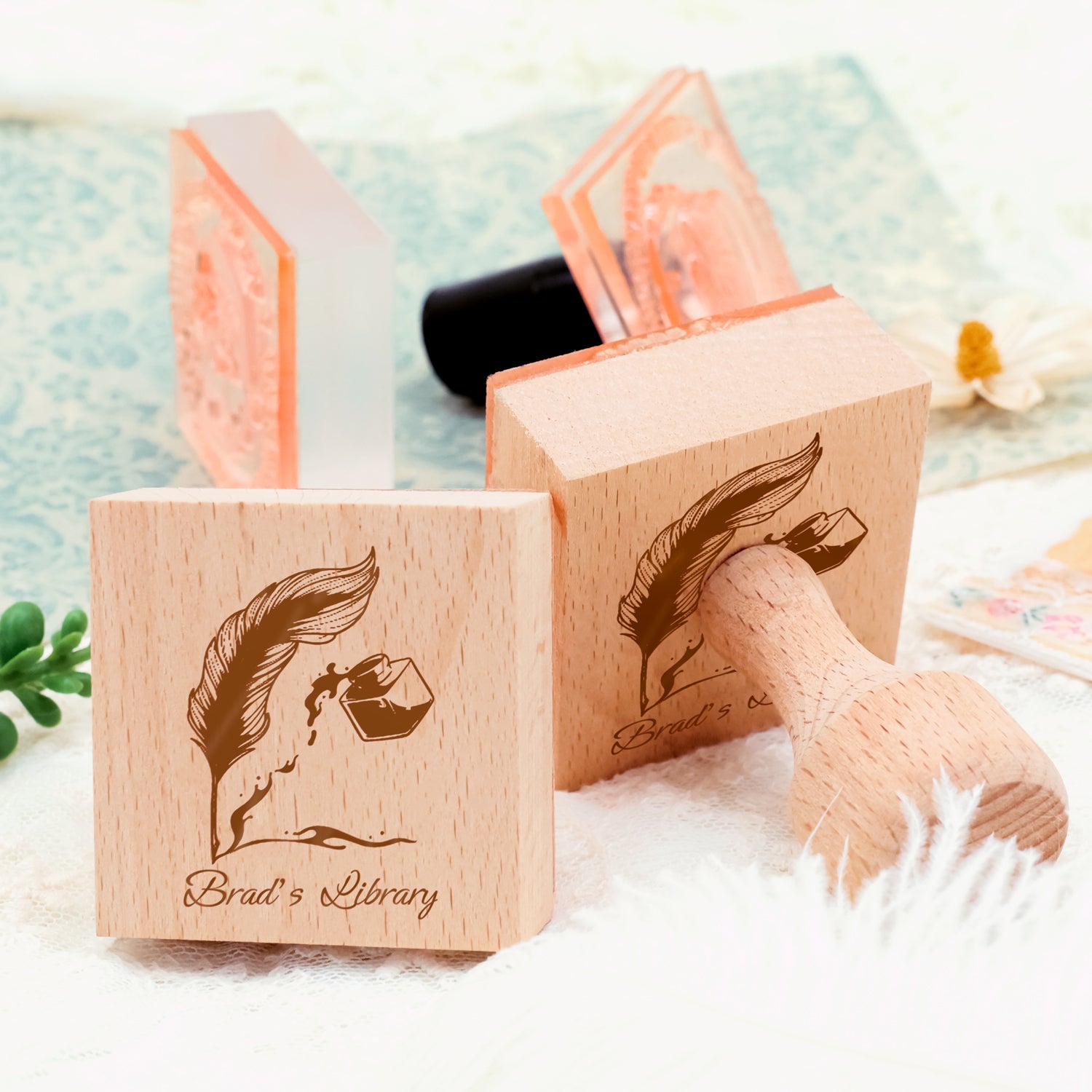 Personalisierte Bibliothek Gummistempel (18 Designs)-2