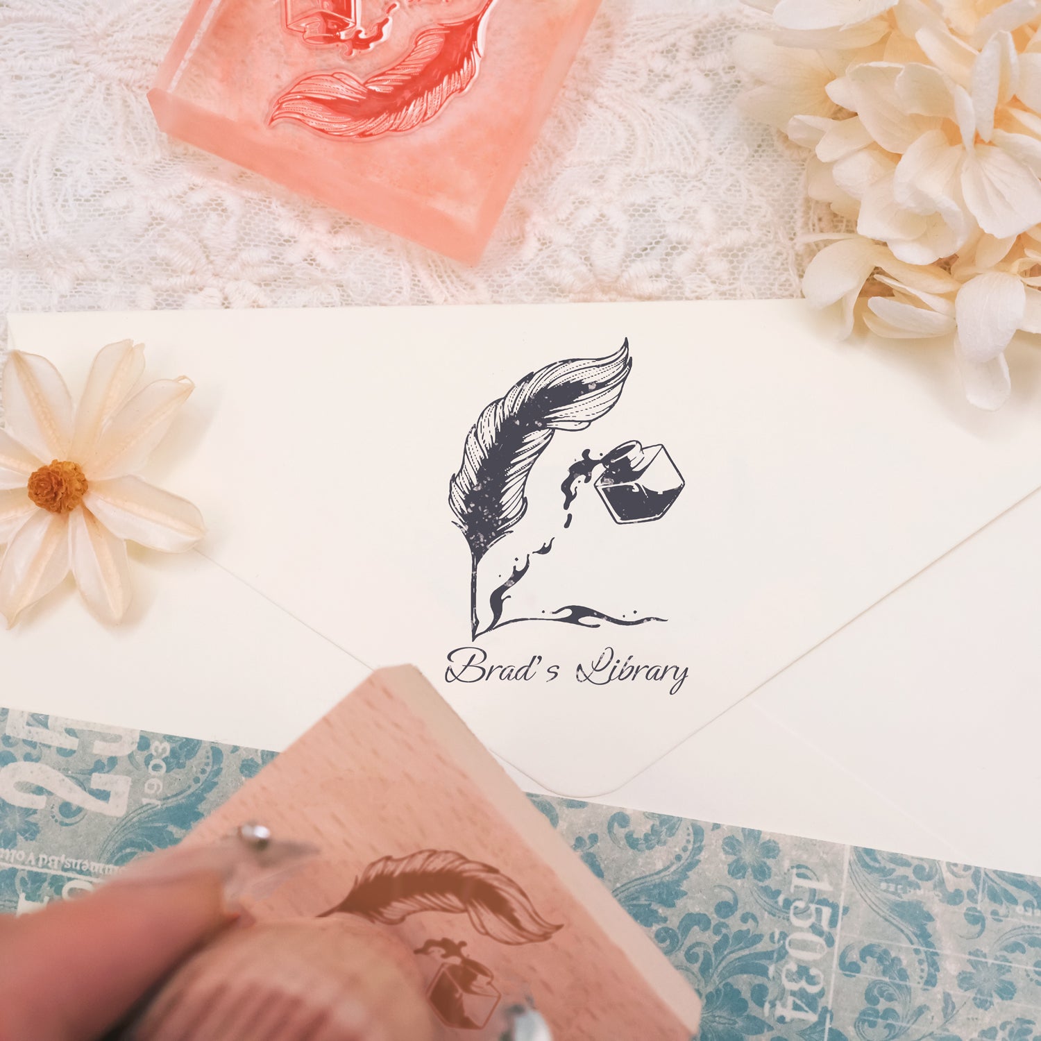 Personalisierte Bibliotheks-Gummistempel (18 Designs)-3