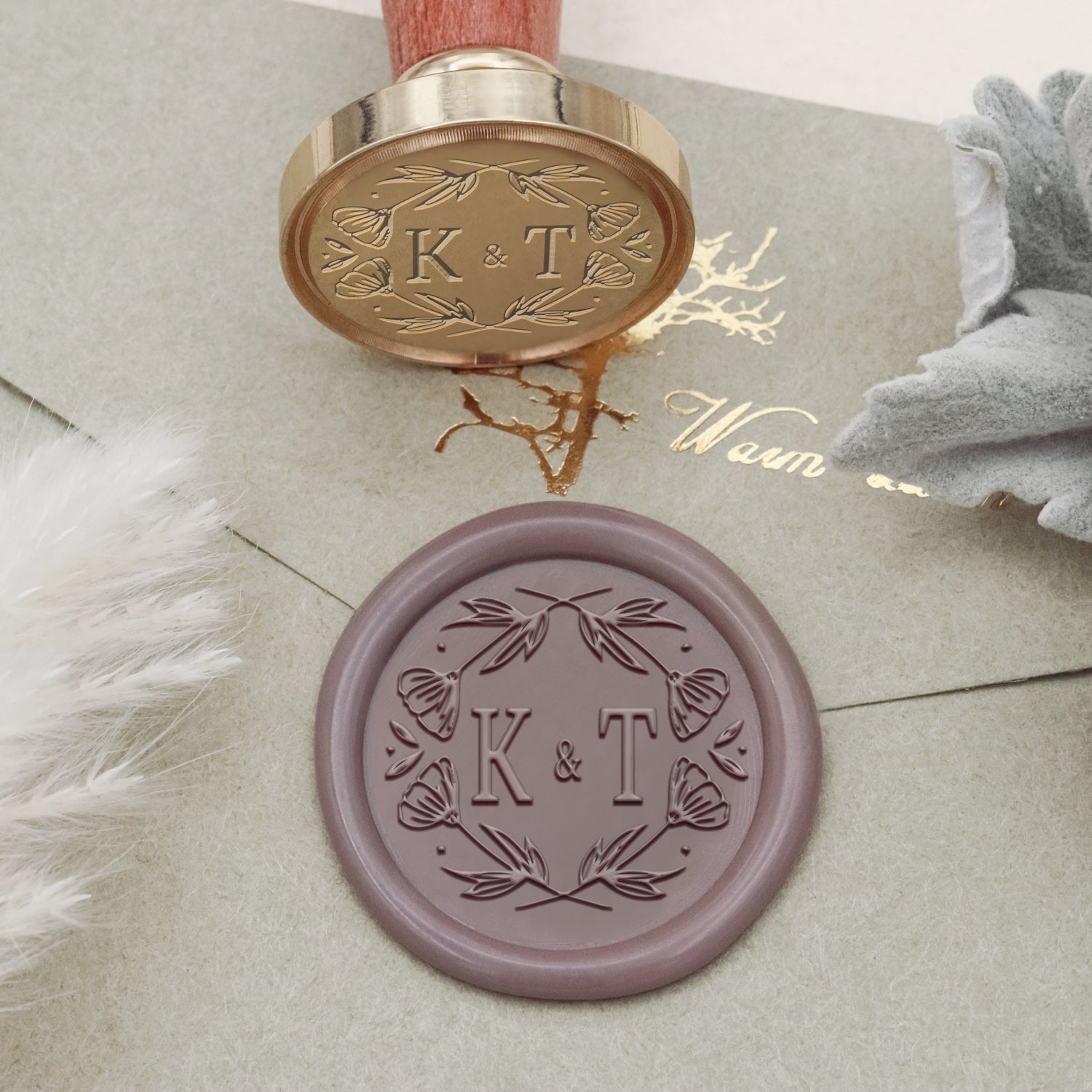 Personalisierter Lily Hochzeit Monogramm Siegelwachs Siegelstempel-20 2