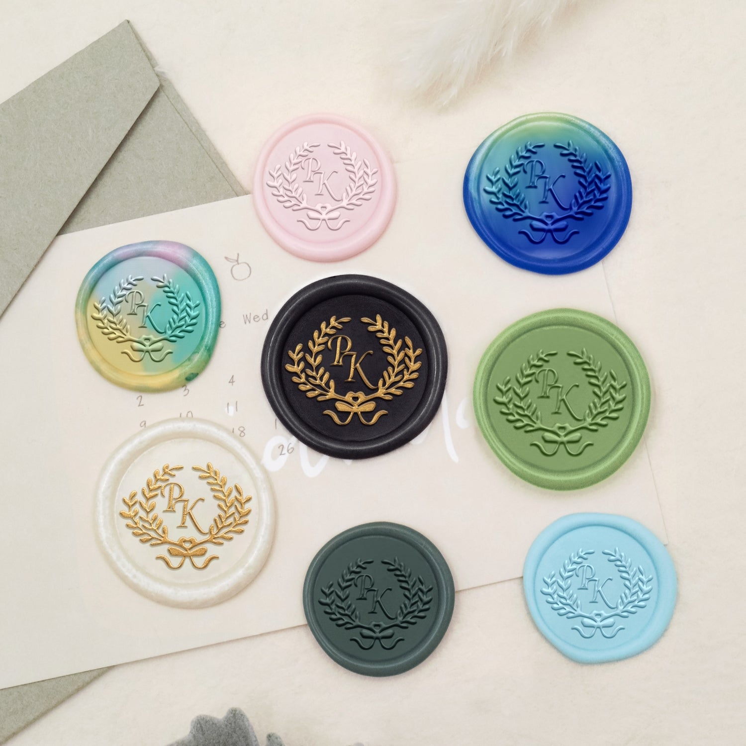 Personalisierte Lilien Hochzeit Monogramm Siegelwachs Siegelstempel-21 2