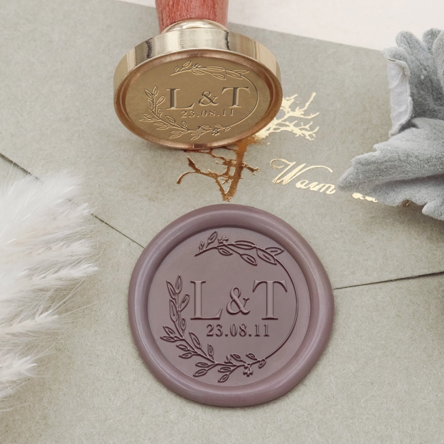Personalisierte Lily Hochzeit Monogramm Siegelwachs Siegelstempel-30 2