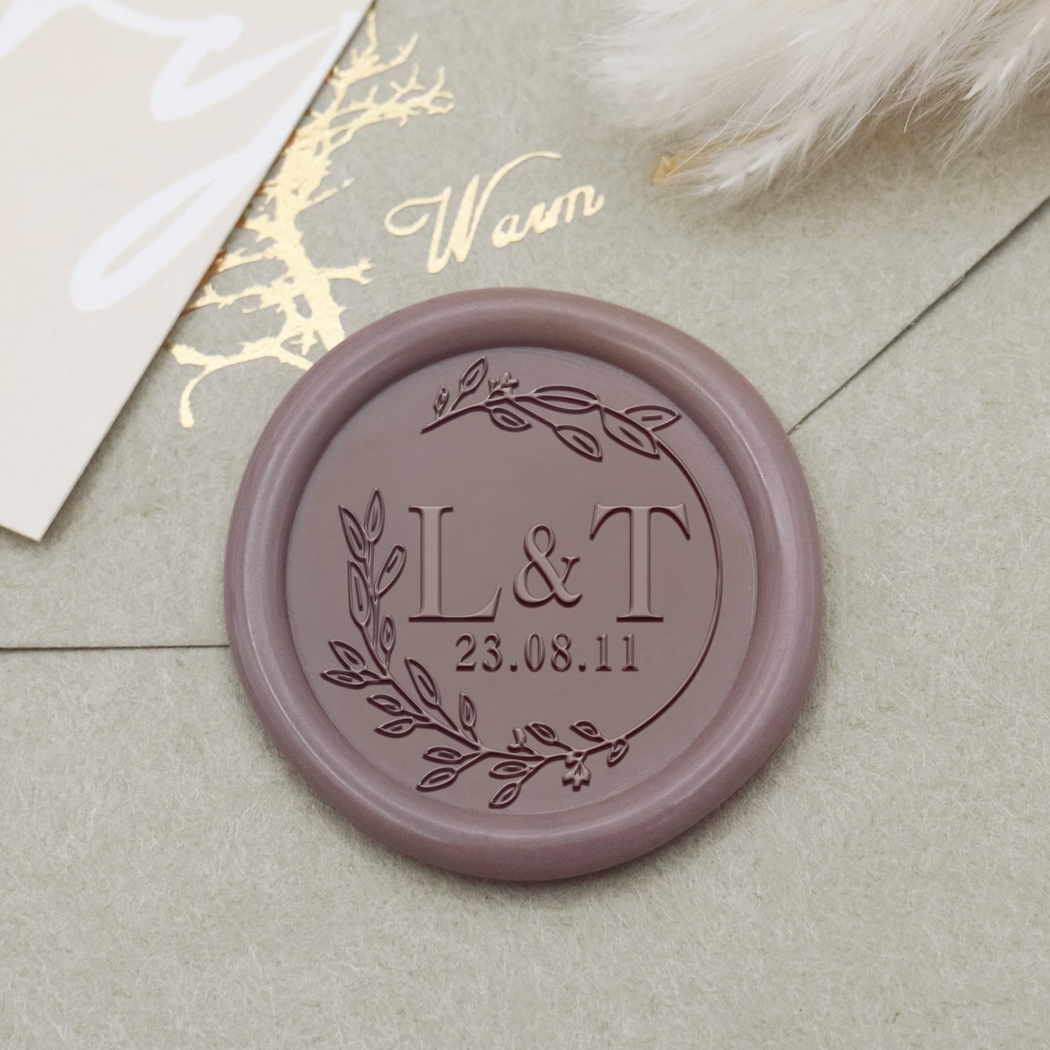 Personalisierter Lily Hochzeits-Monogramm Siegelwachs Siegelstempel-30 1