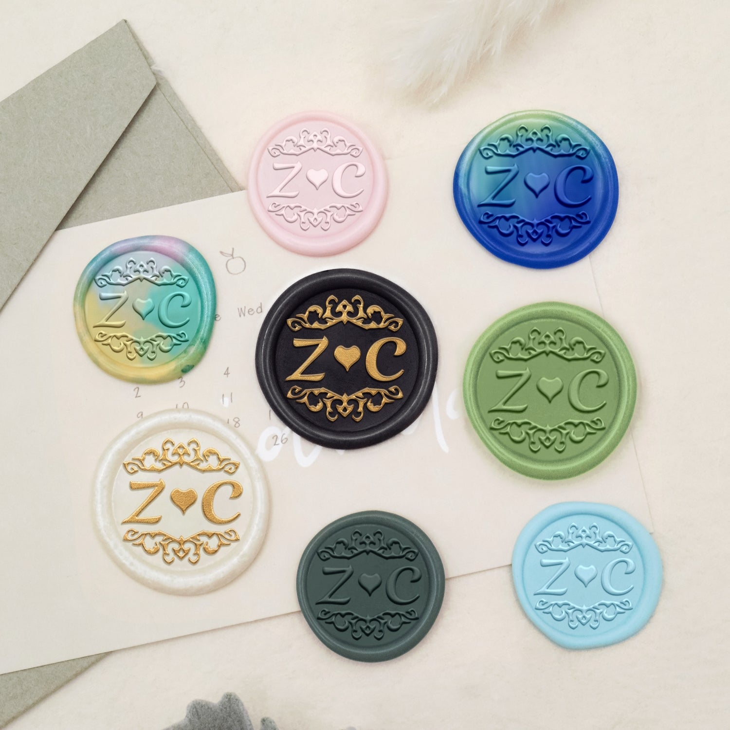 Personalisierter Lily Hochzeit Monogramm Siegelwachs Siegelstempel-32 3