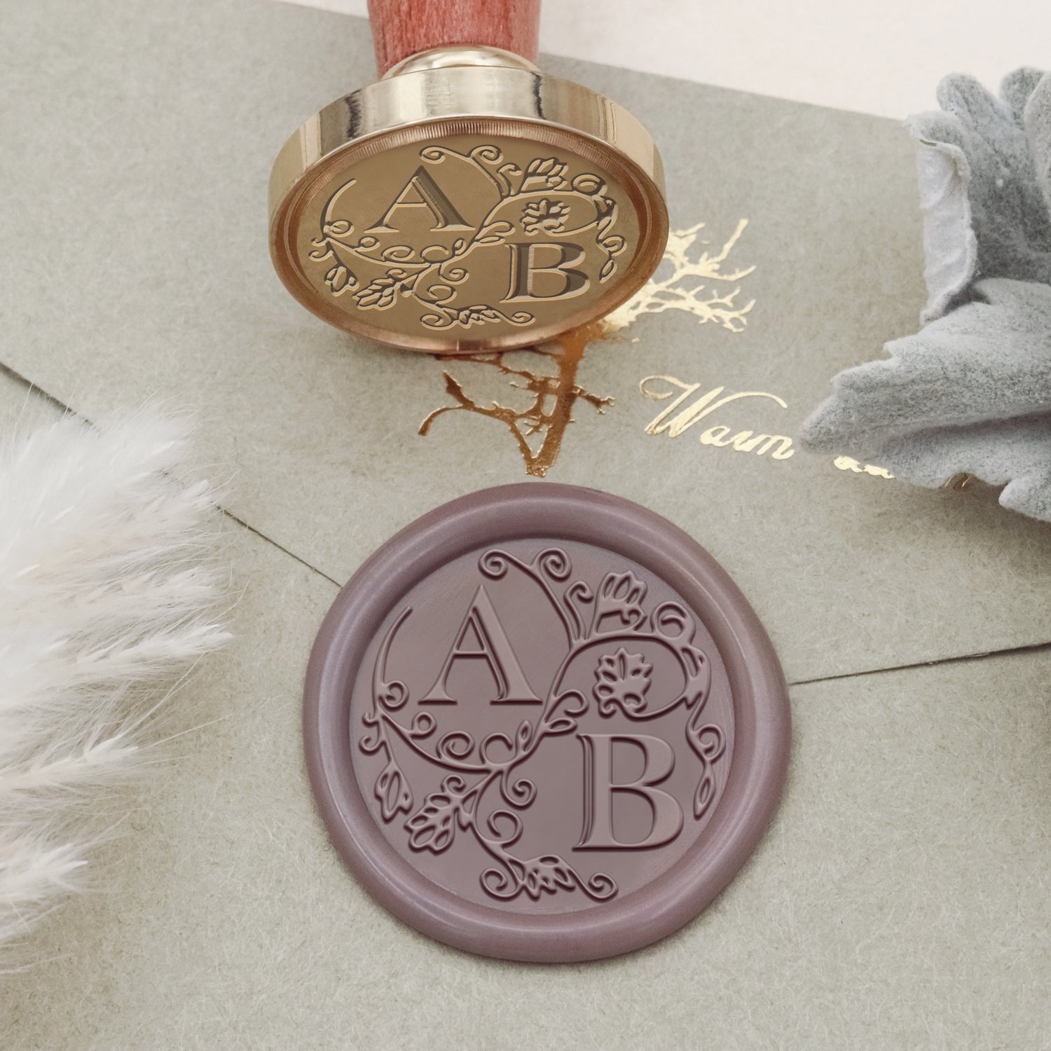 Personalisierter Lily Hochzeit Monogramm Siegelwachs Siegelstempel Stempel-31 2