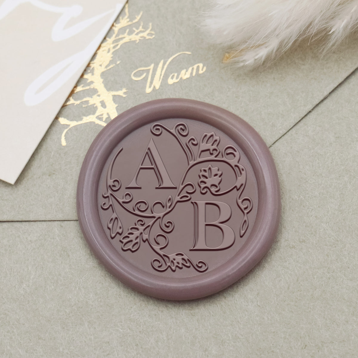 Personalisierter Lily Hochzeits-Monogramm Siegelwachs Siegelstempel-31 1