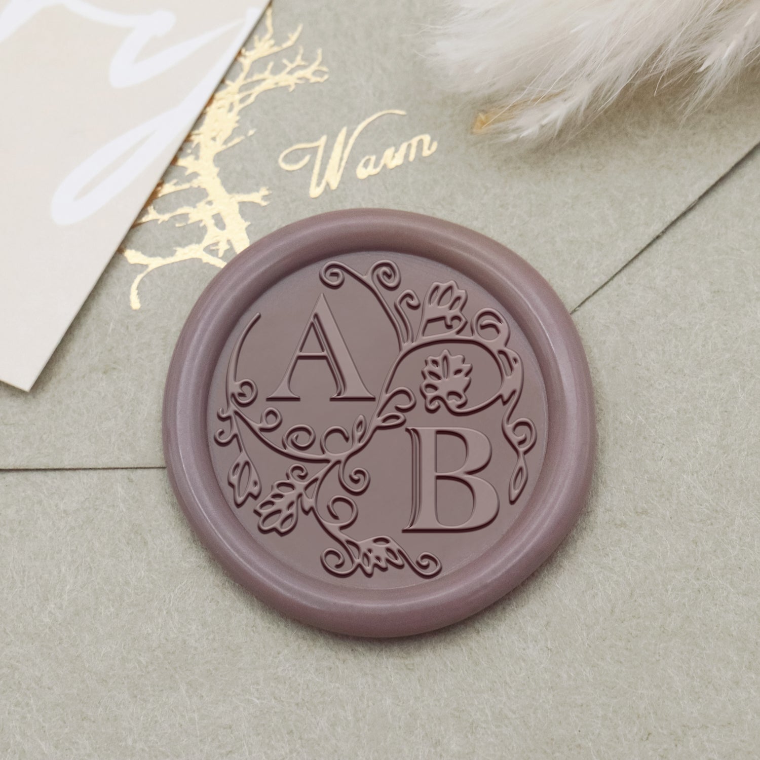 Personalisierter Lily Hochzeits-Monogramm Siegelwachs Siegelstempel-31 1