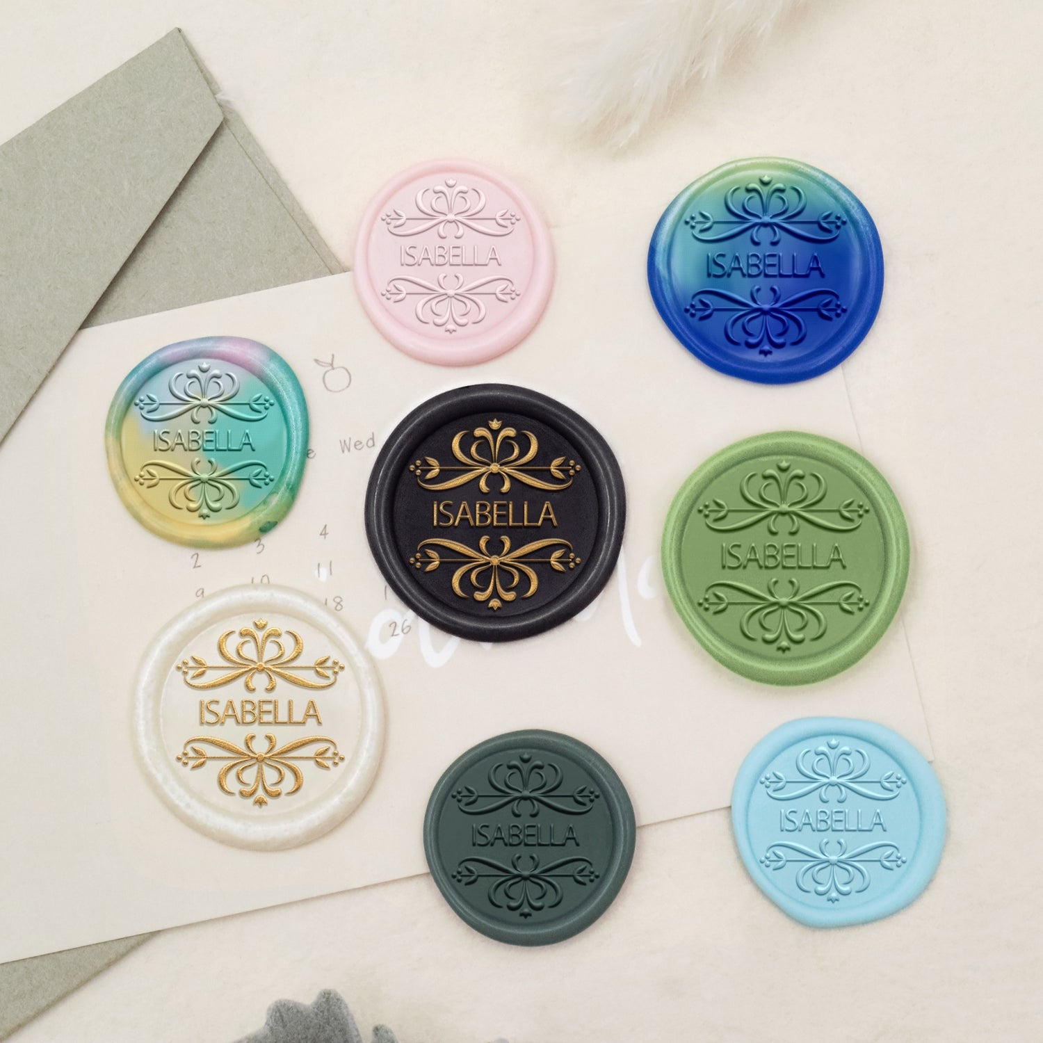 Personalisierter Name Siegelwachs Siegelstempel (18 Designs)-16 3