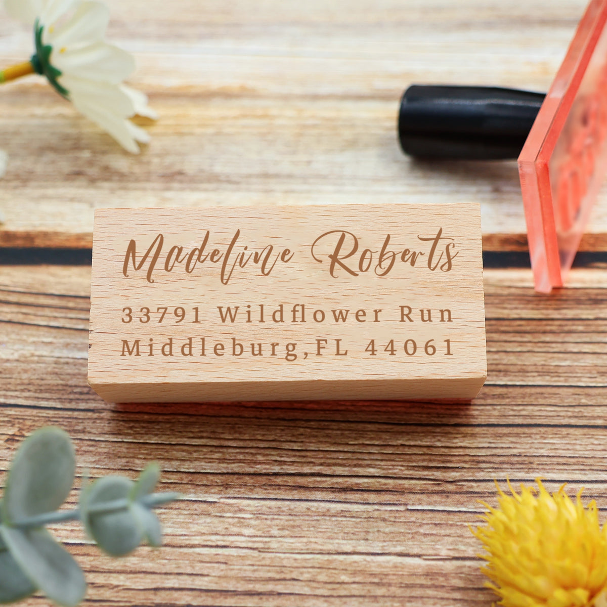 Custom Rectangular Handwriting Font Address Return Rubber Stamp (27 Designs)-3