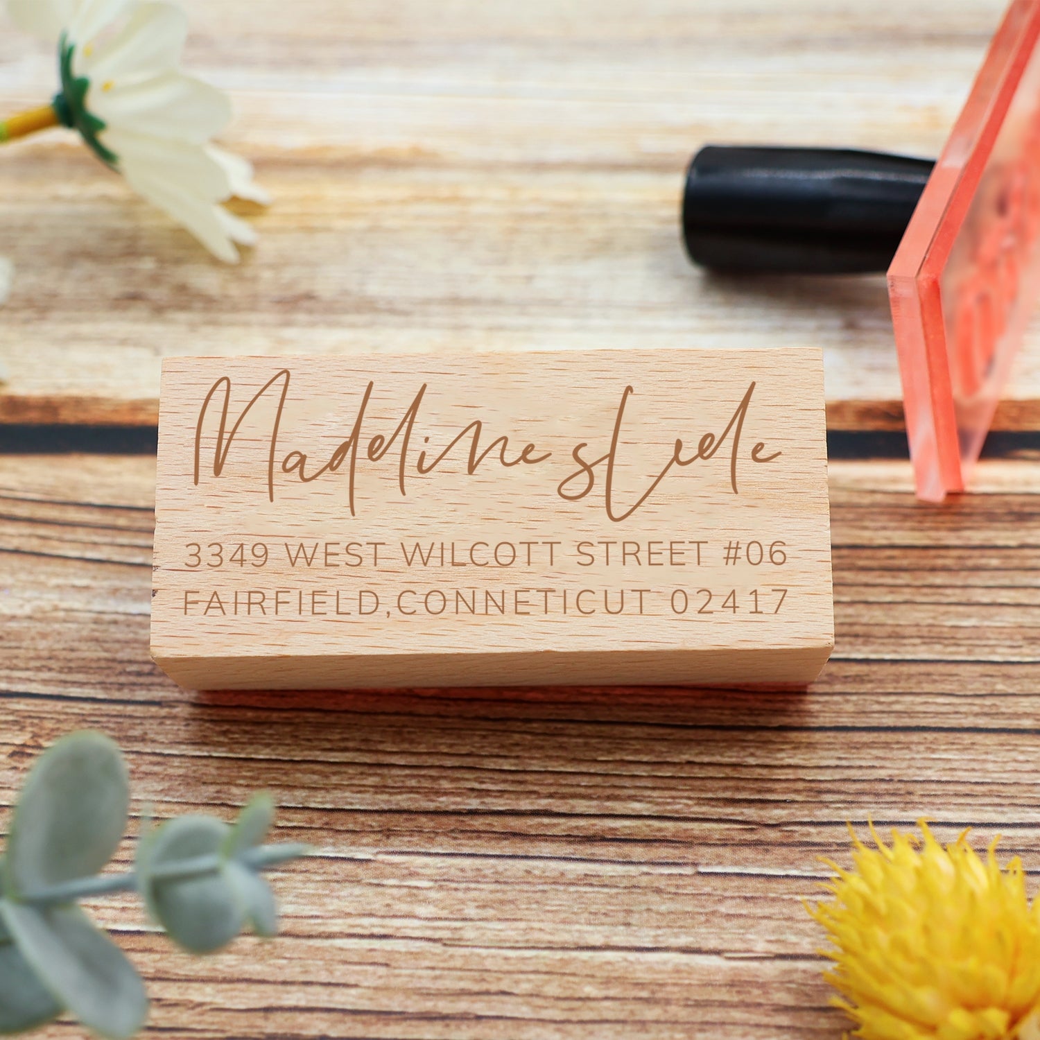 Custom Rectangular Handwriting Font Address Return Rubber Stamp - Style 4 3