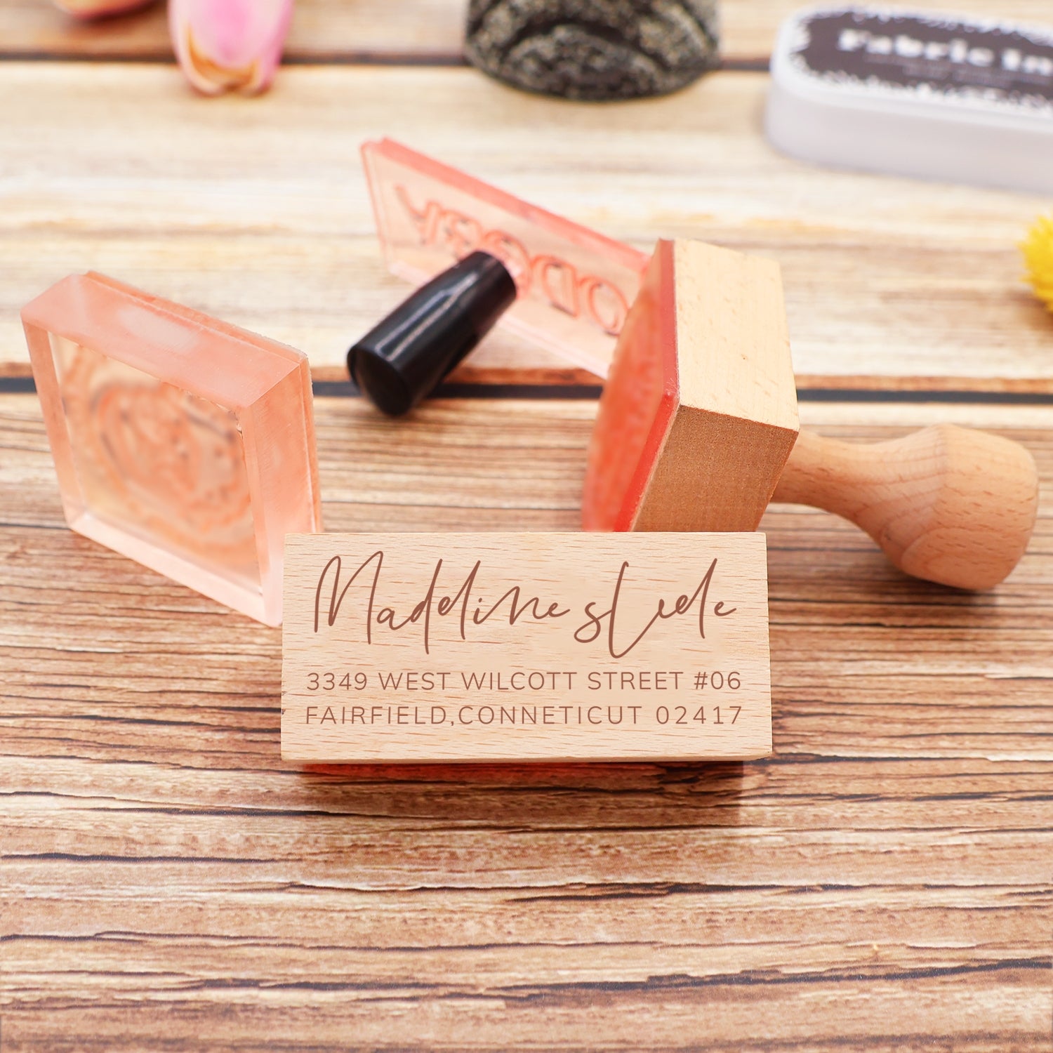 Custom Rectangular Handwriting Font Address Return Rubber Stamp - Style 4 5