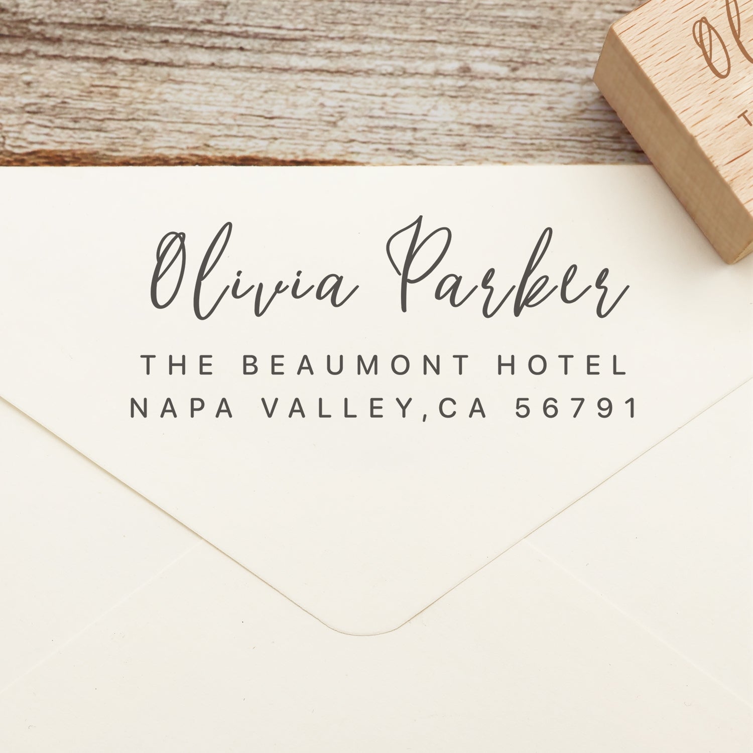 Personalisierter rechteckiger handschriftlicher Schriftart Adresse Rückgabe Gummistempel - Stil 7 1