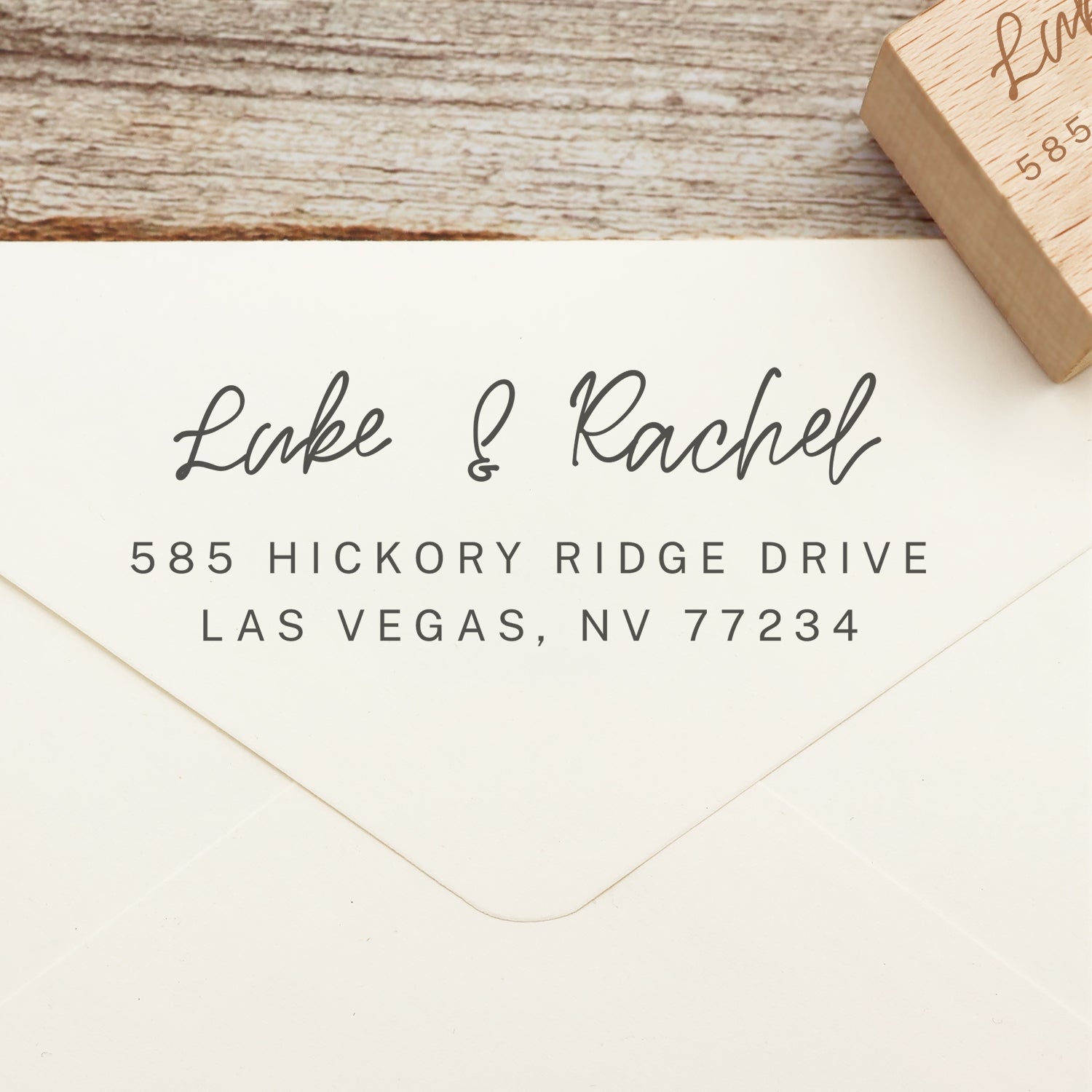Custom Rectangular Handwriting Font Address Return Rubber Stamp - Style 27 1