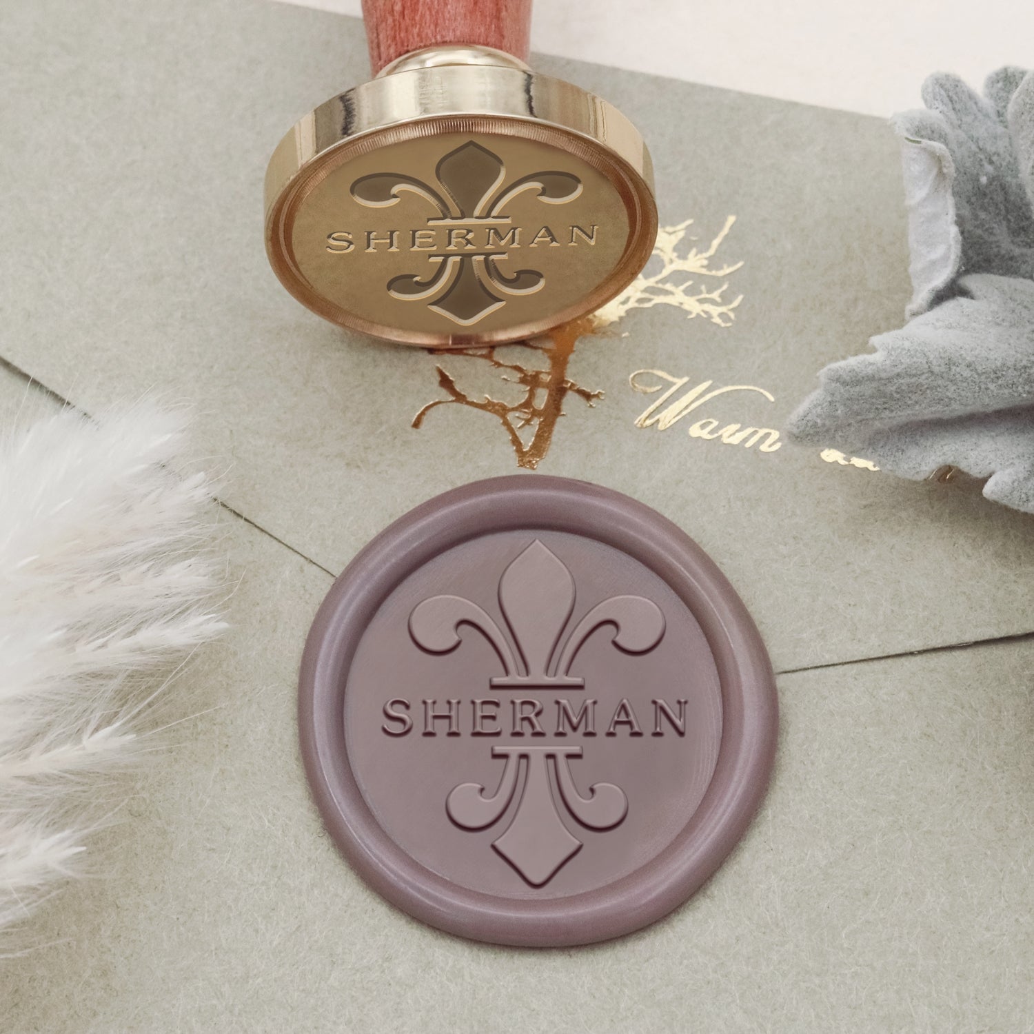 Personalisierter Lotus Lampe Name Siegelwachs Siegelstempel 2