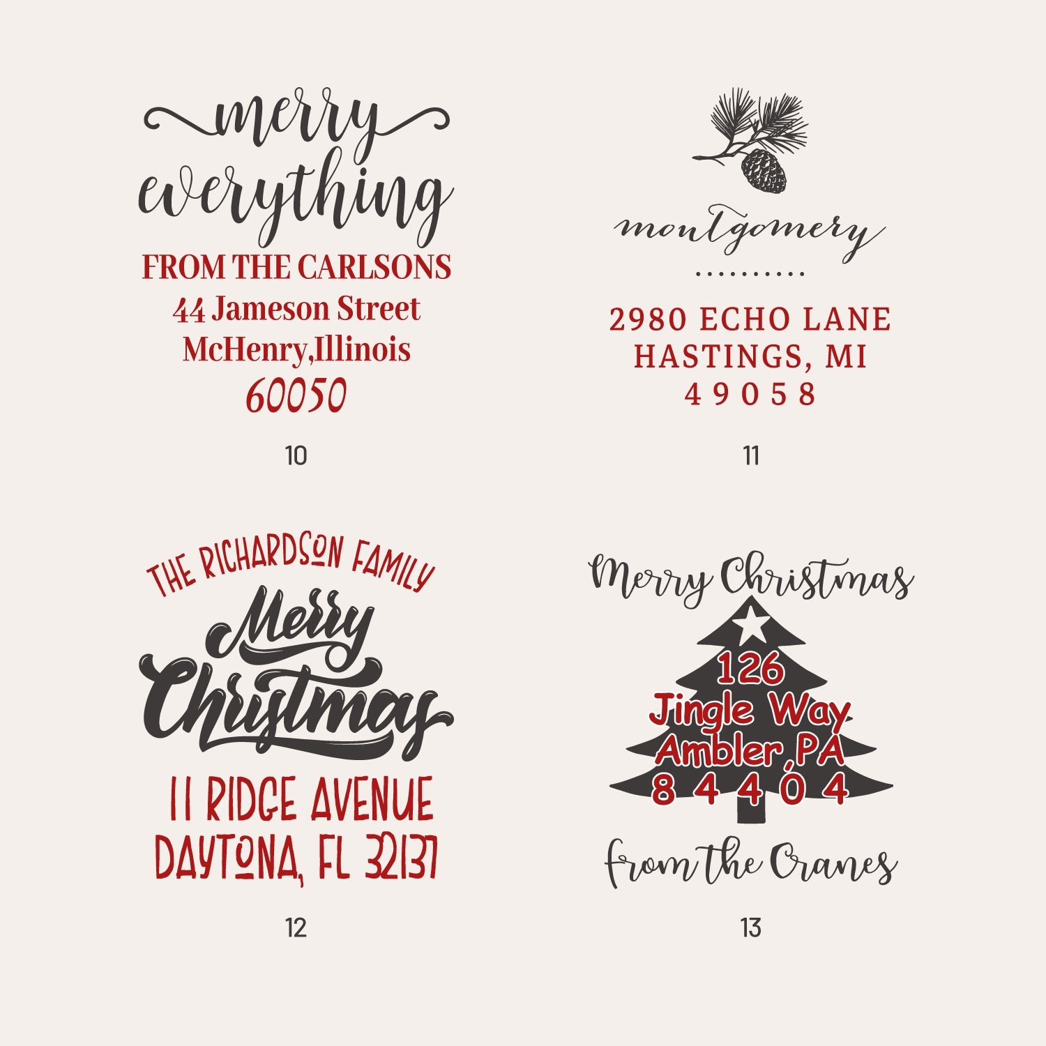 Personalisierter Weihnachts-Adressen-Gummistempel (18 Designs) 2