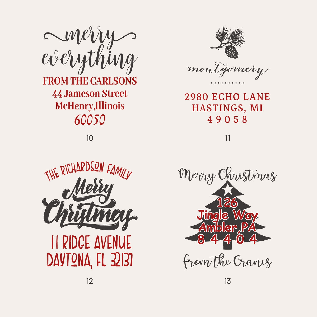 Personalisierter Weihnachts-Adressen-Gummistempel (18 Designs) 2