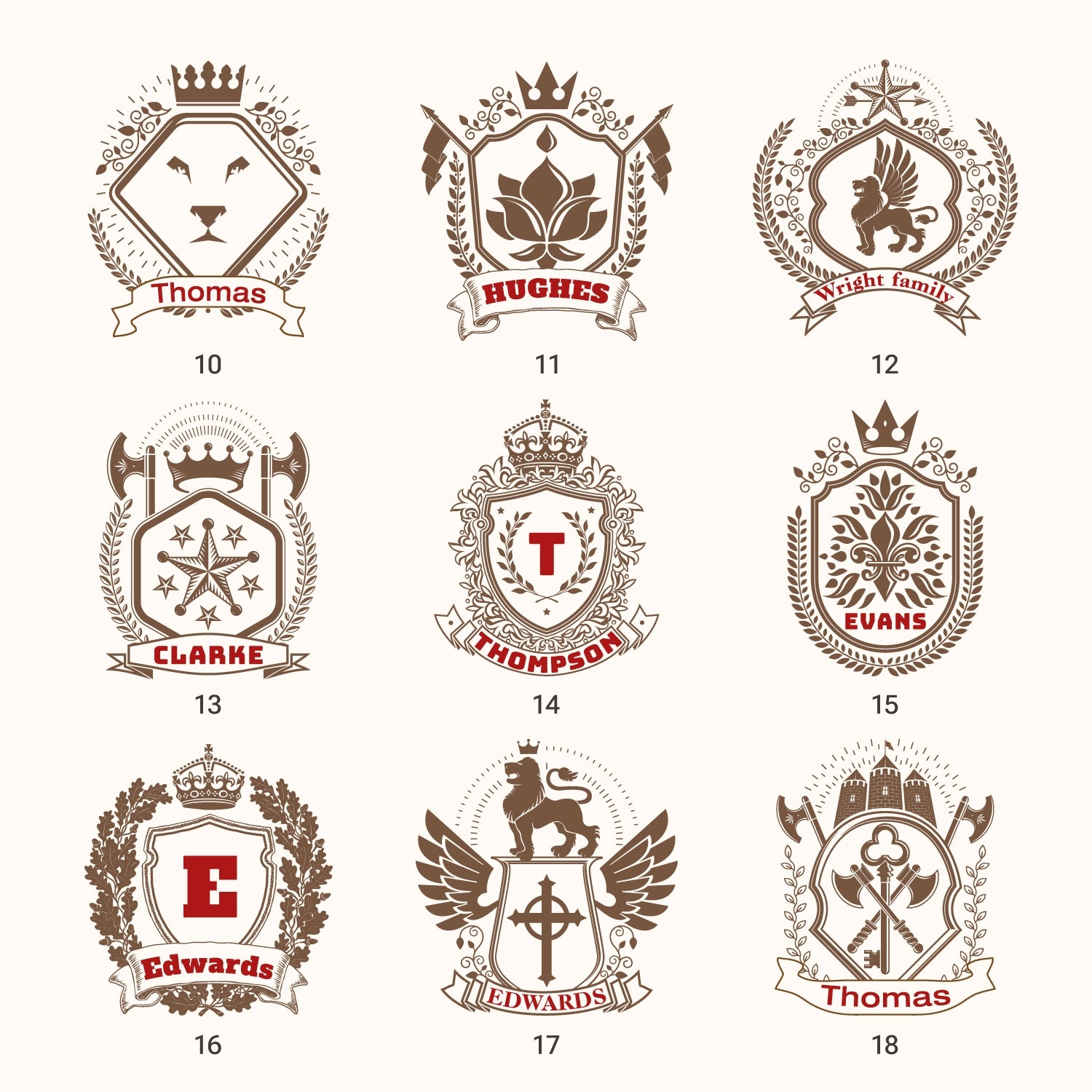 Personalisierter Familienwappen Gummistempel (18 Designs) 2